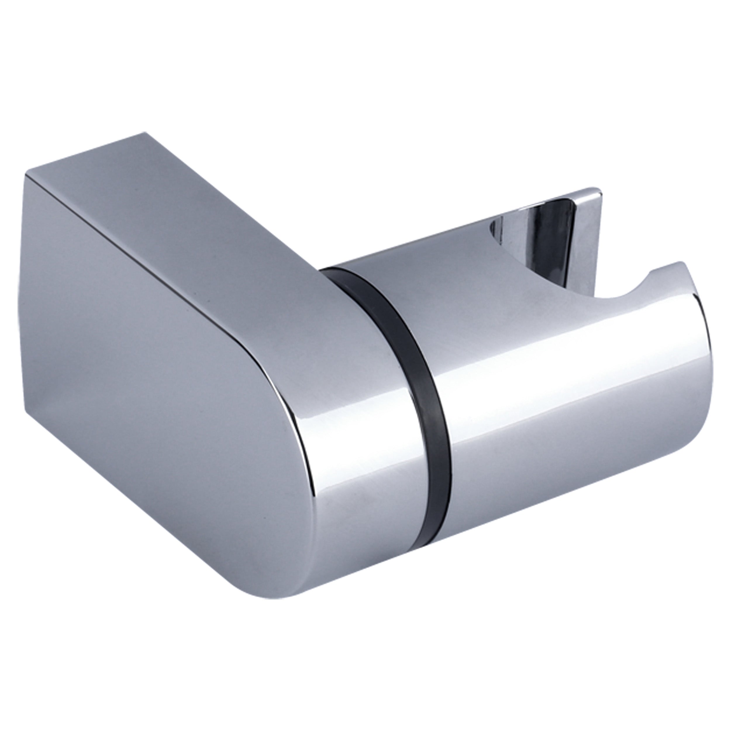 minimalistische gouden handdouchehouder op een mozaïekwand