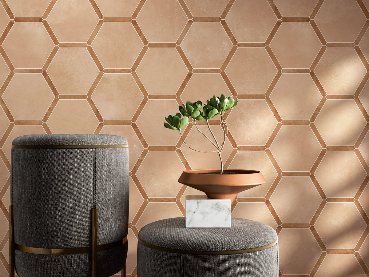 sfeervolle woonkamer met keramische houtlook tegels