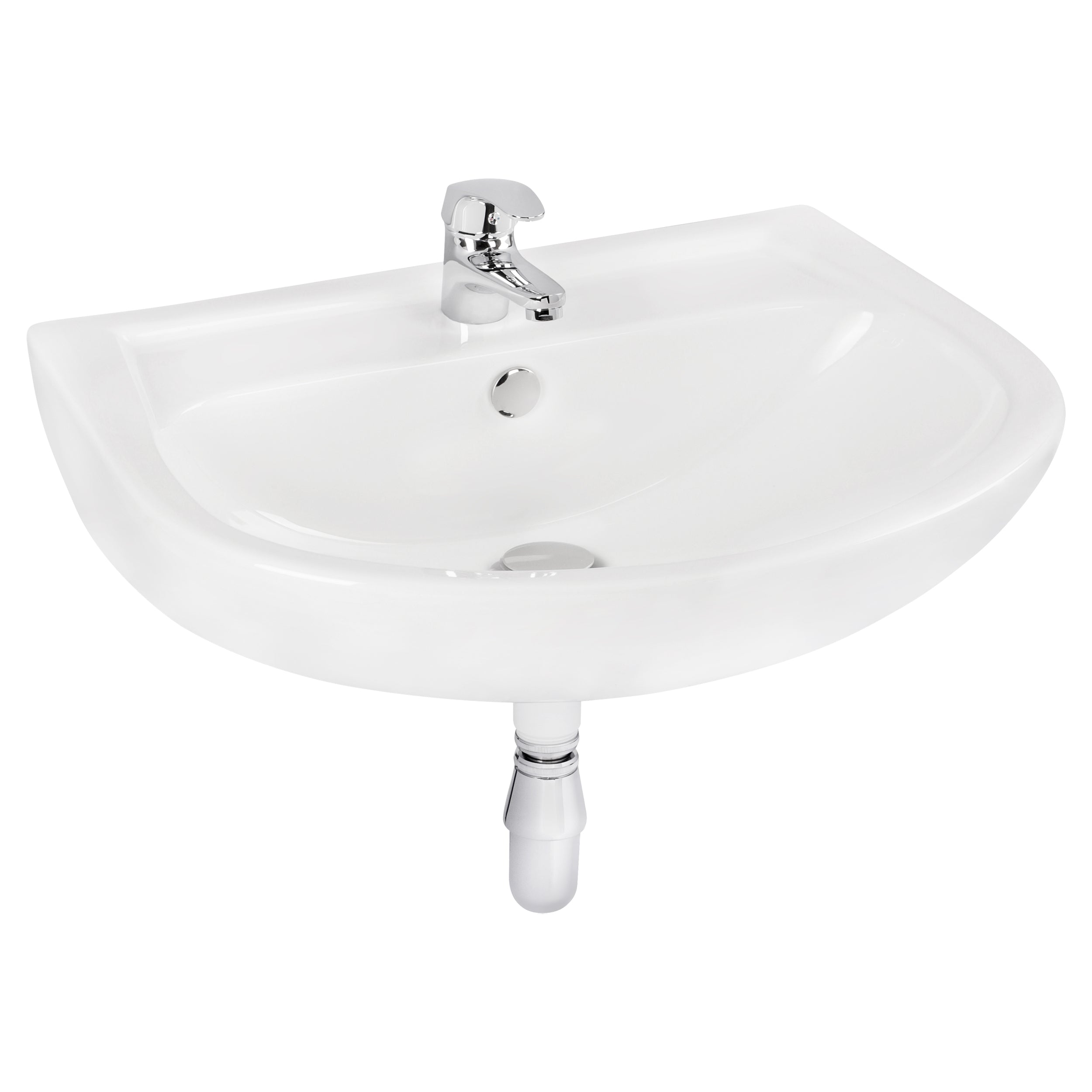 complete wastafel set met ronde kom en gouden inbouwkraan