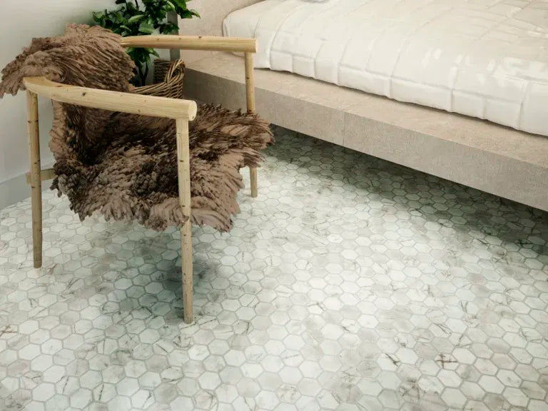 The Mosaic Factory Amsterdam Mozaiek Tegel Vierkant - Bianco Marble Print Matt - Mozaiektegel.com