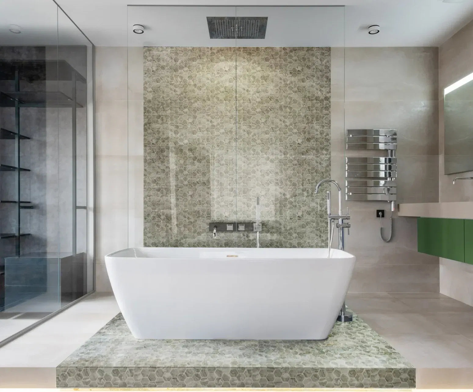 The Mosaic Factory Amsterdam Mozaiek Tegel Vierkant - Verde Marble Print Matt - Mozaiektegel.com