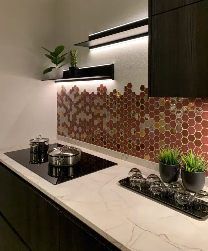 The Mosaic Factory Amsterdam Mozaiek Tegel Vierkant - Burgundy Matt Glossy - Mozaiektegel.com