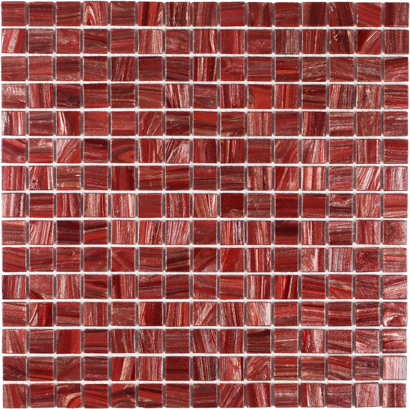 The Mosaic Factory Amsterdam Mozaiek Tegel Vierkant - Wine Red Golden Vein - Mozaiektegel.com