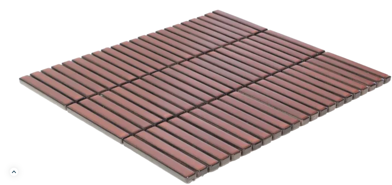 The Mosaic Factory Sevilla Mozaïek Tegel Mini Kitkat Vinger - Smoked Cherry 282x308 mm - Mozaiektegel.com