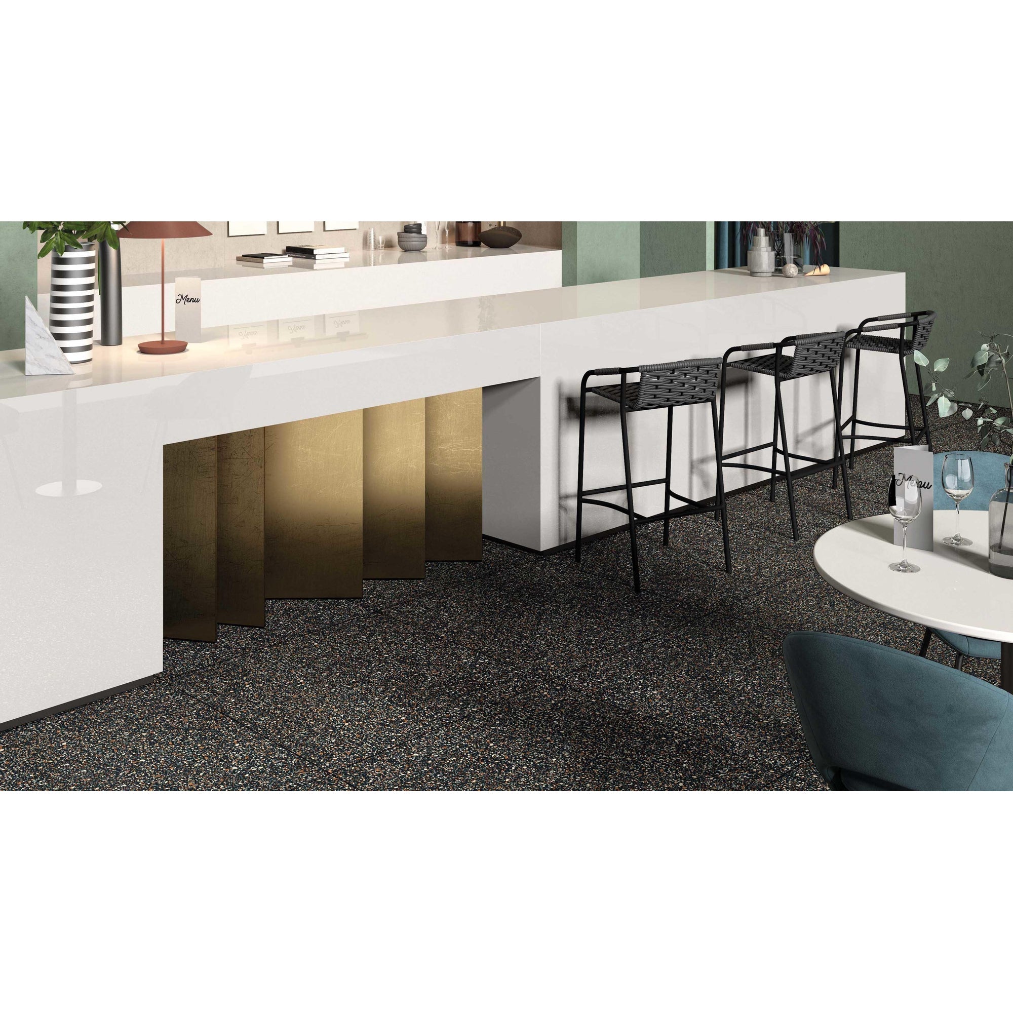 Abk Imoker Blend 005829 Vloertegel 900X900 Dot.Multiblack 9mm Mat Ret.R10 - Mozaiektegel.com