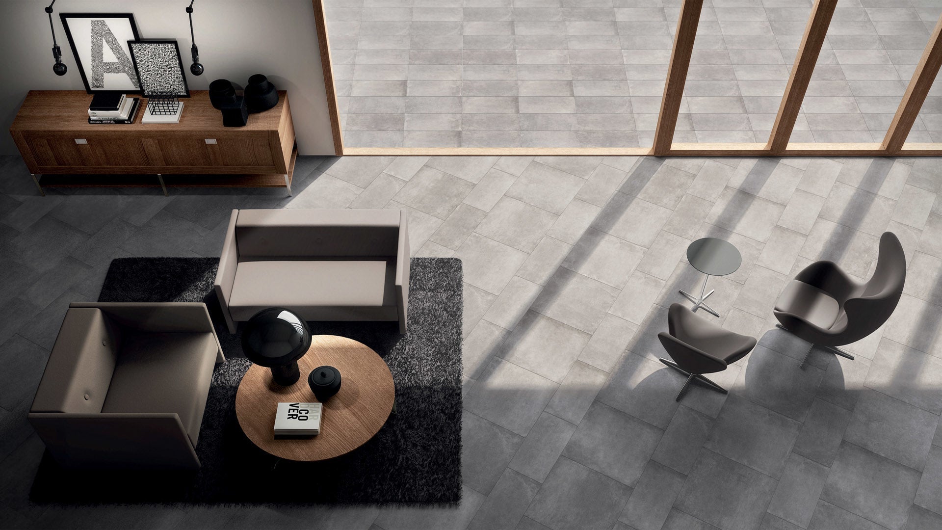 Abk Imoker Docks DKR01200 Vloertegel 600X600 Black 9mm Mat Ret.R9 - Mozaiektegel.com