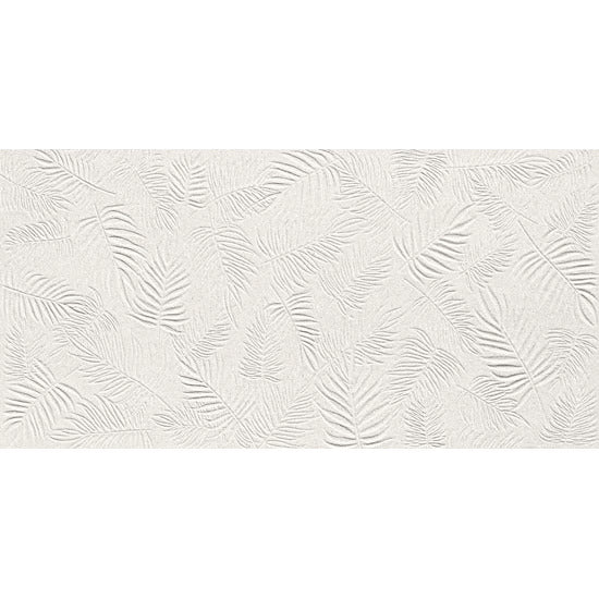 Atlas Concorde 3D Wall Carve A578 wandtegel 40x80cm 8,5mm mat rect. leaf white - Mozaiektegel.com