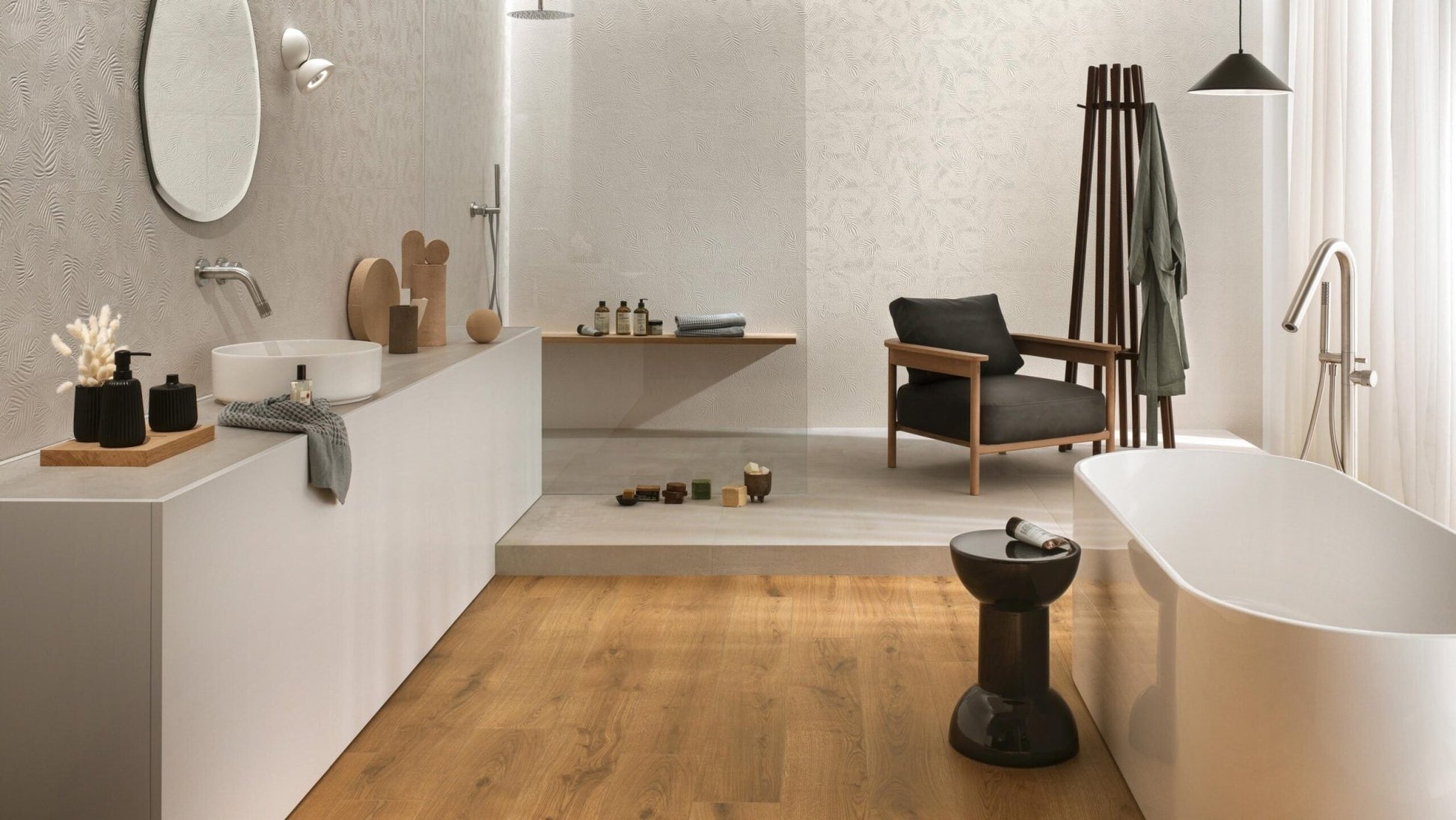 Atlas Concorde 3D Wall Carve A578 wandtegel 40x80cm 8,5mm mat rect. leaf white - Mozaiektegel.com