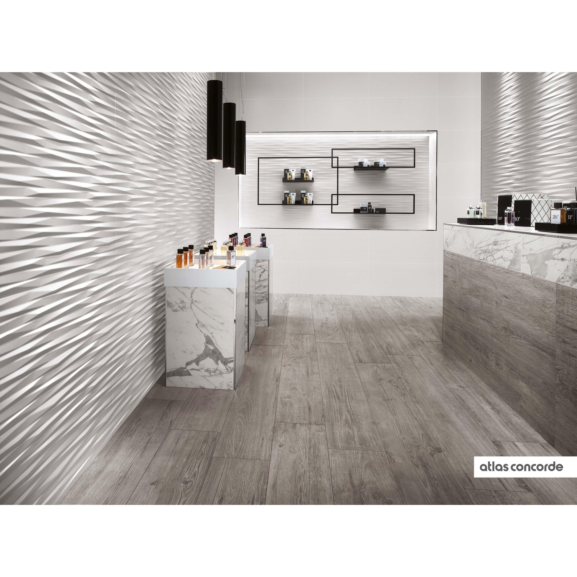 Atlas Concorde 3D Wall Design 8DMA wandtegel 40x80cm 10mm mat rect. angle white - Mozaiektegel.com