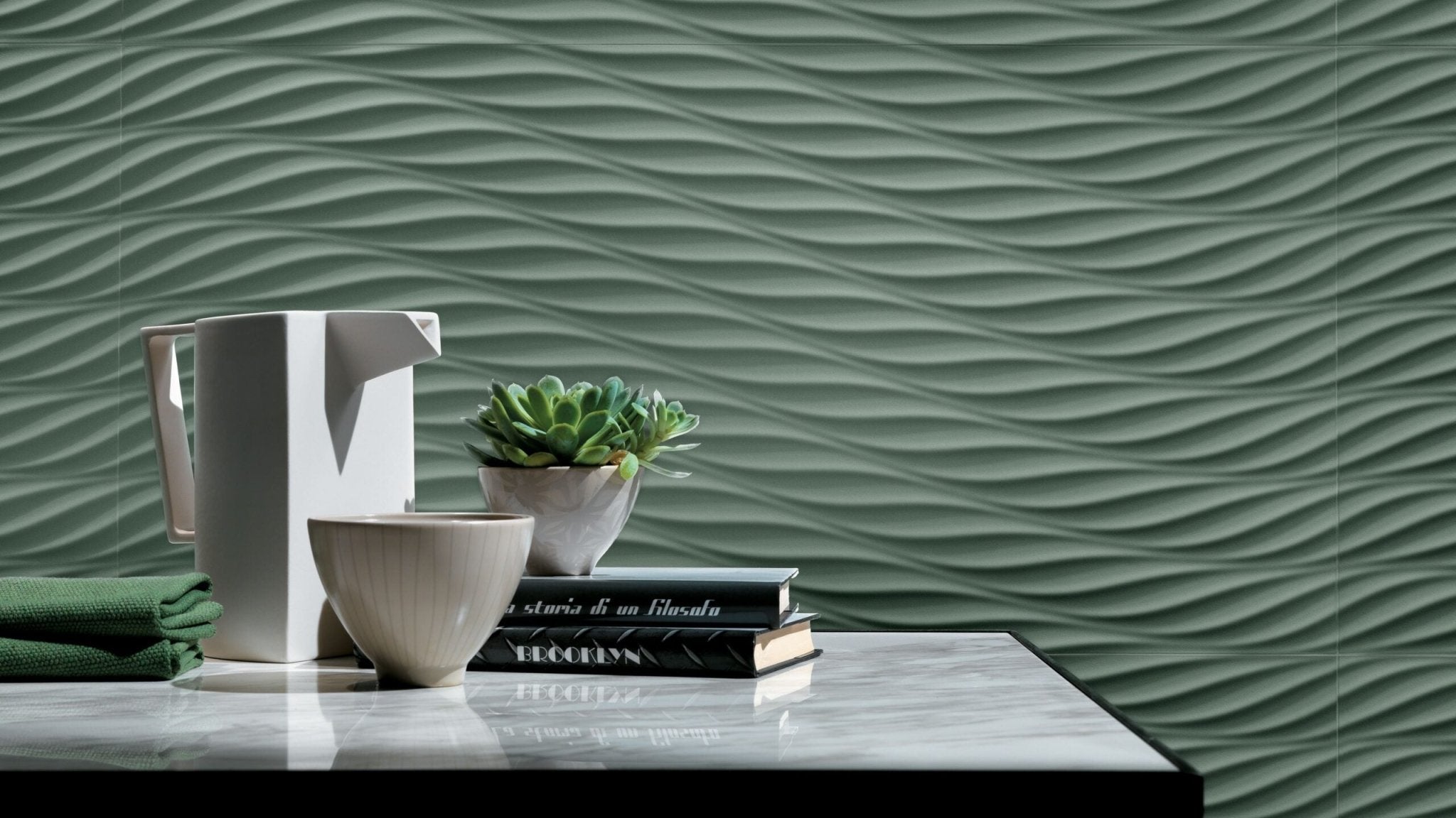 Atlas Concorde 3D Wall Design 8DSM wandtegel 40X80cm 10mm mat ret.twist sage - Mozaiektegel.com