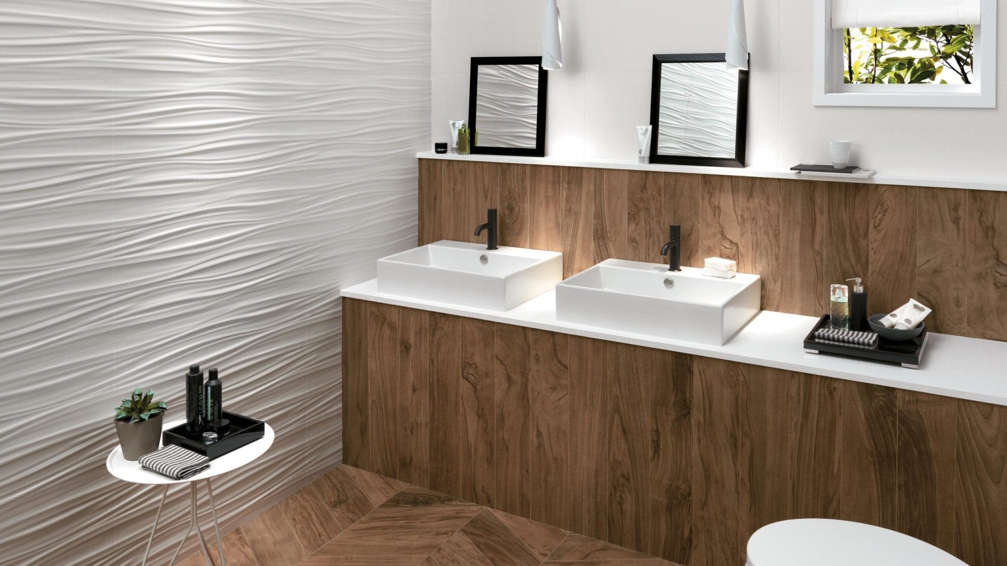 Atlas Concorde 3D Wall Design 8SBW wandtegel 40x80cm 10mm mat rect. ribbon white - Mozaiektegel.com