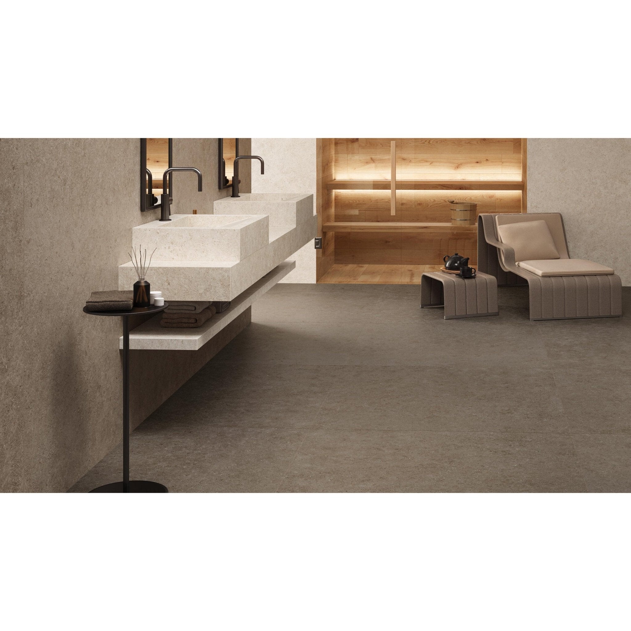 Atlas Concorde Boost Stone A6R1 vloertegel 30X60cm 9mm mat rect. R10 taupe - Mozaiektegel.com