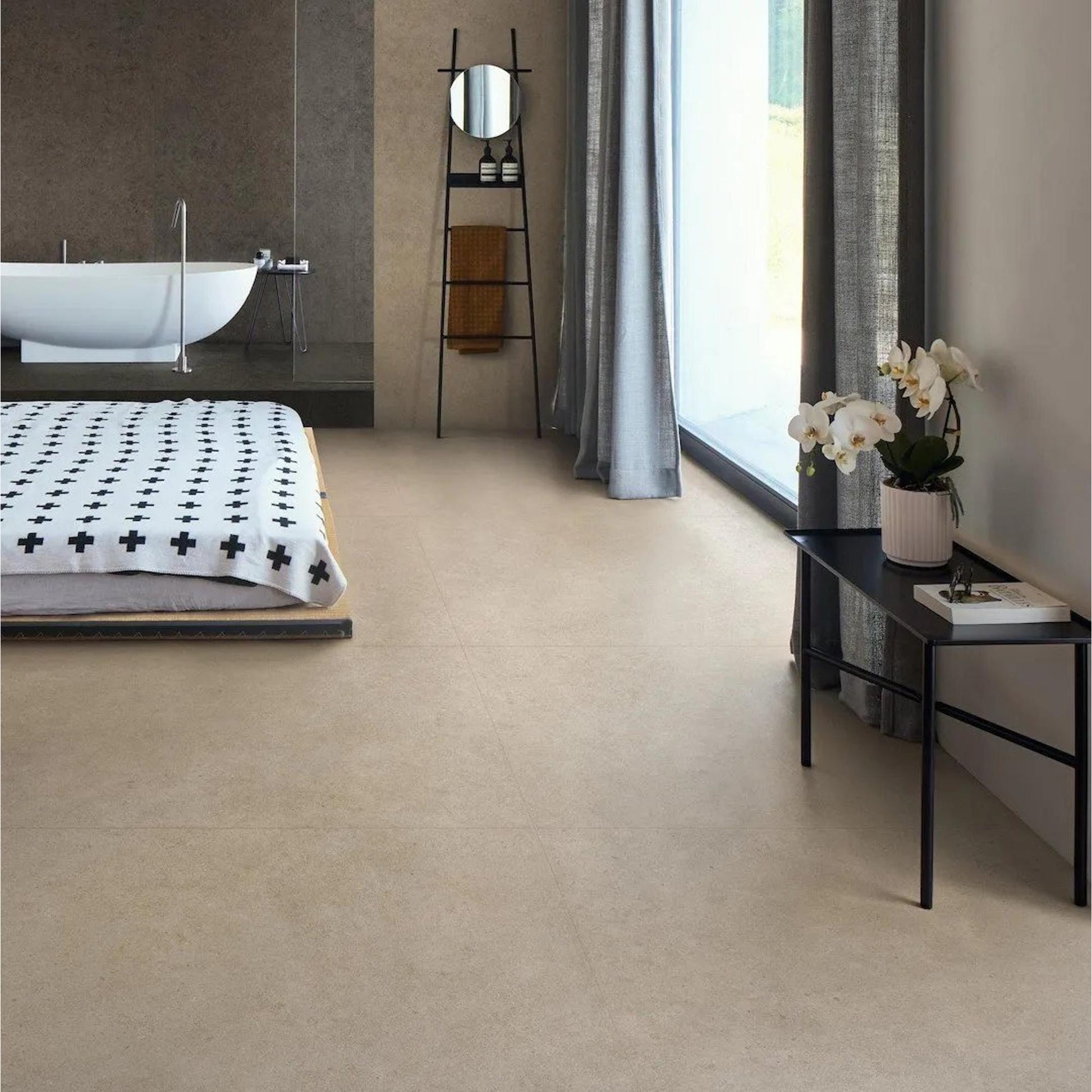 Atlas Concorde Boost Stone A6RI vloertegel 60x60cm 9mm mat rect. R10 cream - Mozaiektegel.com