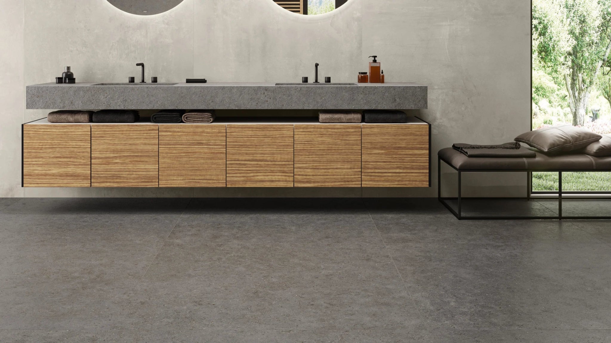 Atlas Concorde Boost Stone A6RN vloertegel 60x60cm 9mm mat rect. R10 smoke - Mozaiektegel.com