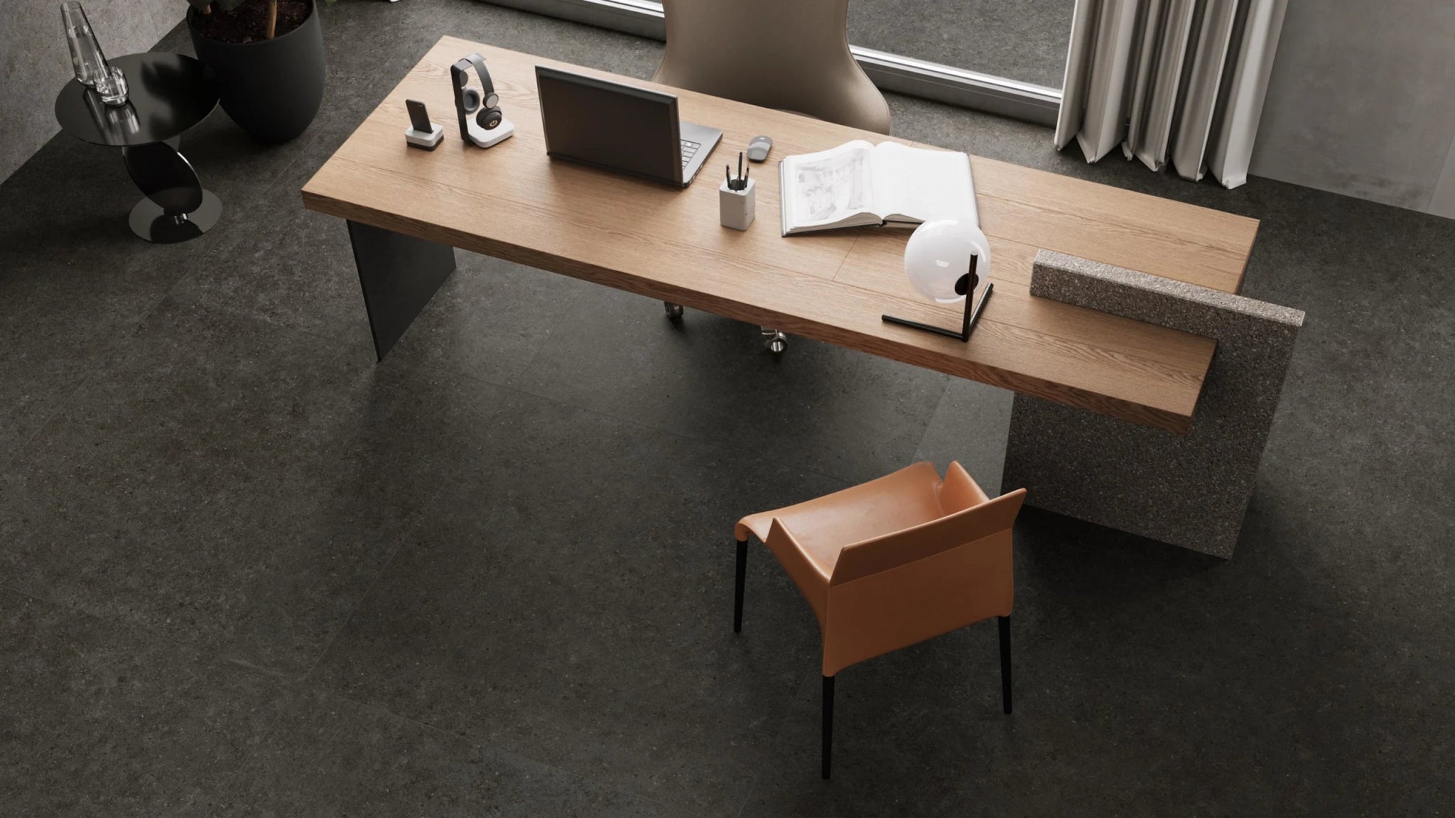 Atlas Concorde Boost Stone A6RP vloertegel 60x60cm 9mm mat rect. R10 tarmac - Mozaiektegel.com