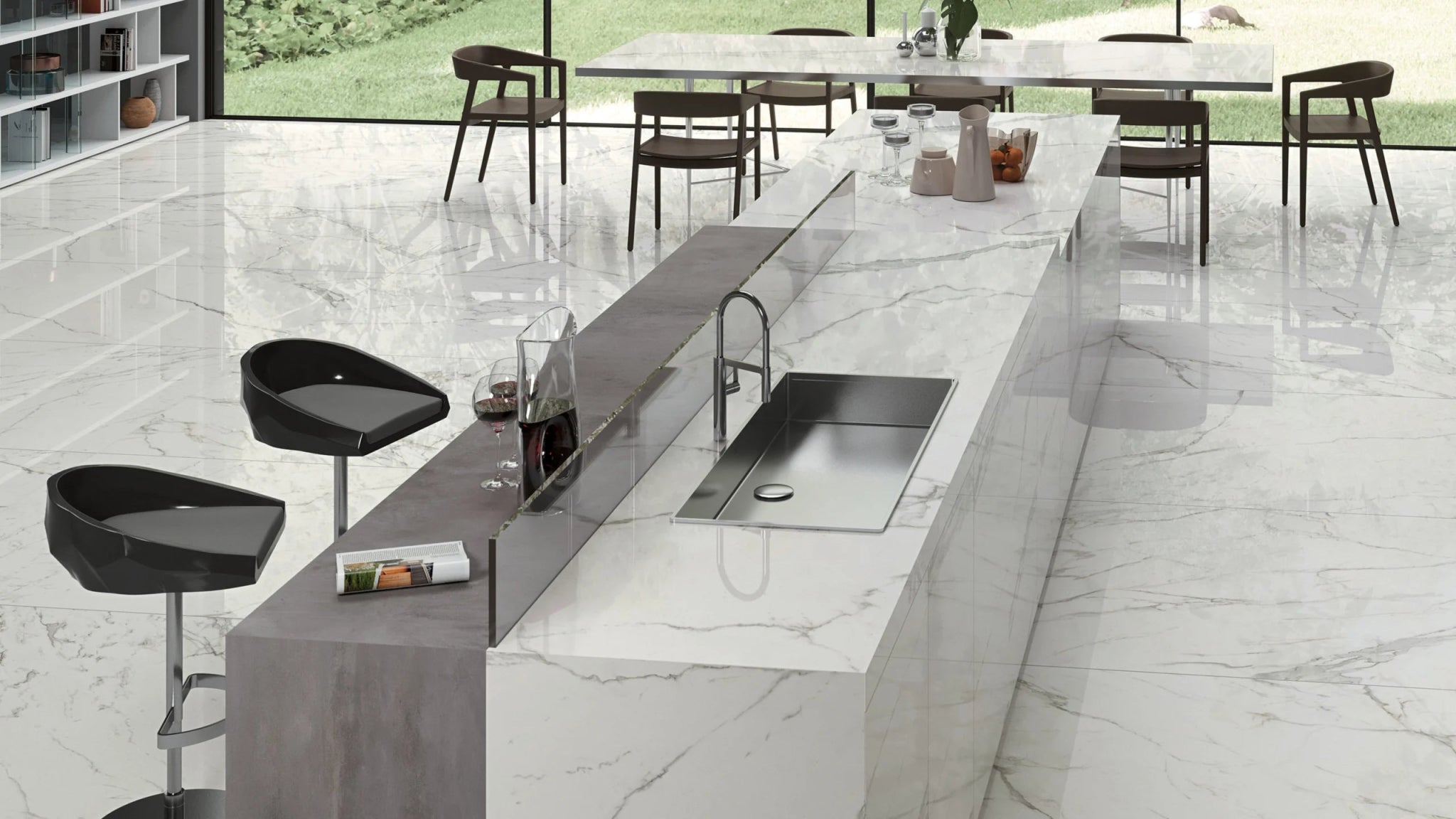 Atlas Concorde Marvel 7N3O vloertegel 60x60cm 9mm glans rect. white - Mozaiektegel.com