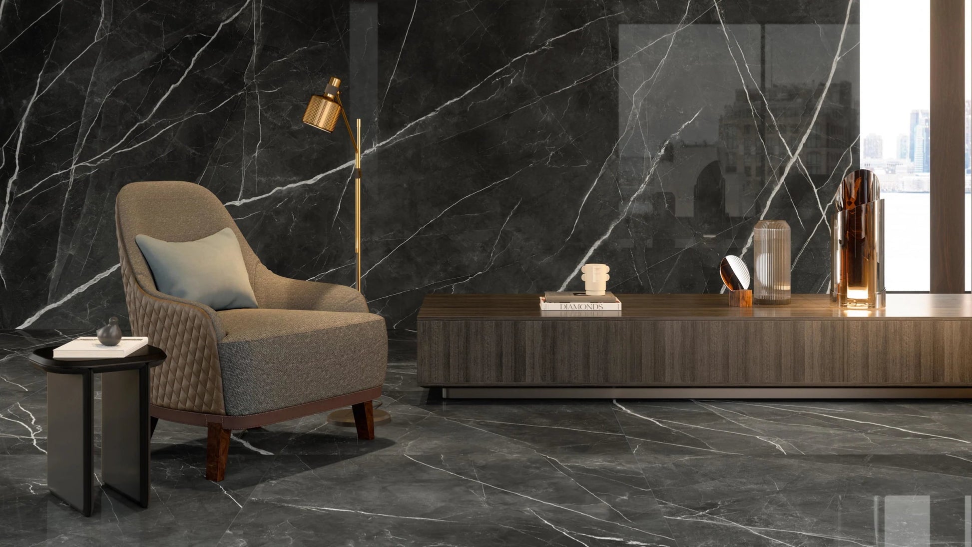 Atlas Concorde Marvel Gala AFXT vloertegel 60x120cm 9mm glans rect. calac. black - Mozaiektegel.com