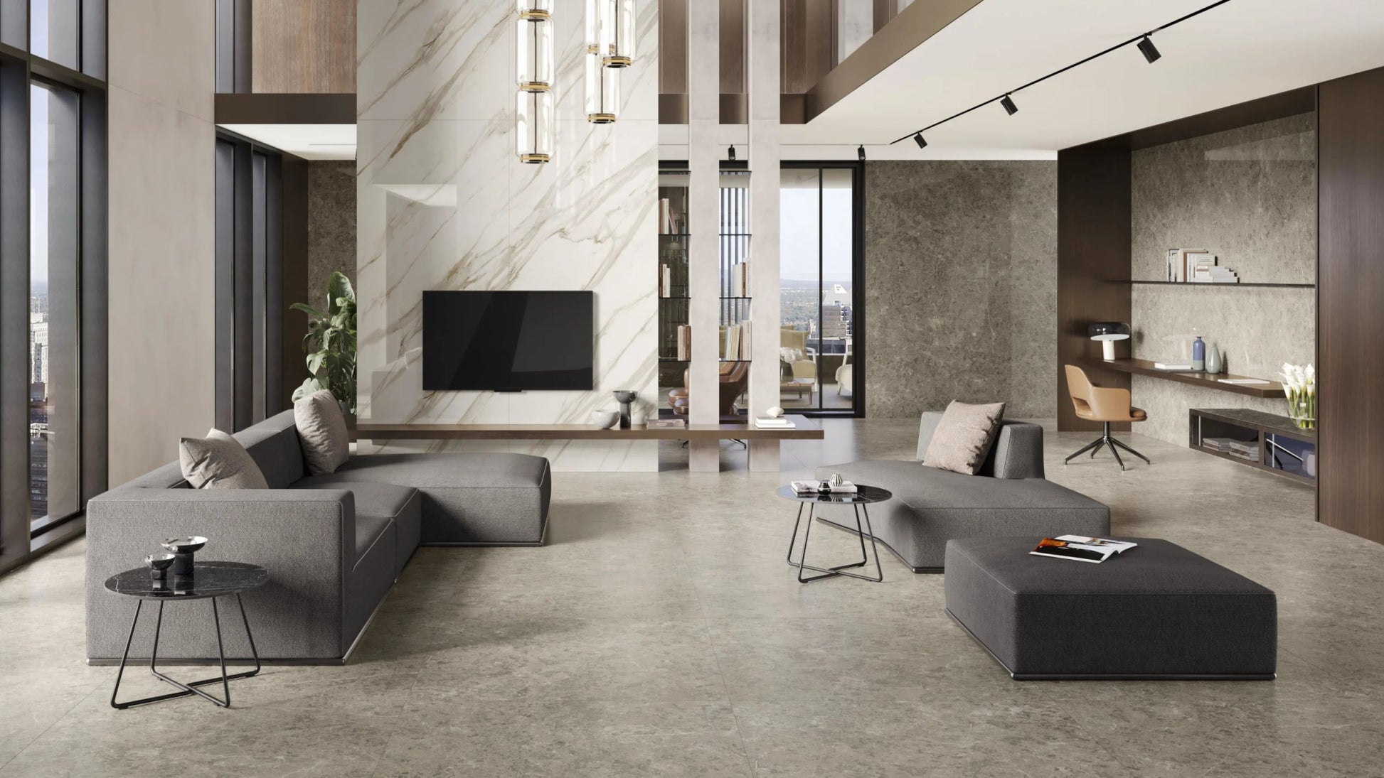 Atlas Concorde Marvel Meraviglia AJIU vloertegel 60x120cm 9mm mat ret.R10 grigio eleg. - Mozaiektegel.com