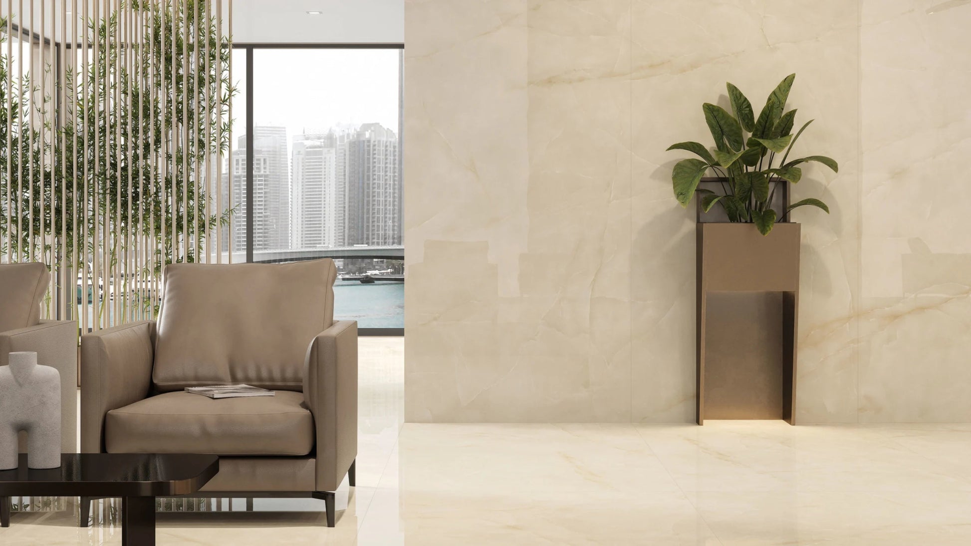 Atlas Concorde Marvel Onyx AJBQ vloertegel 60x120cm 9mm glans ret.alabaster lap. - Mozaiektegel.com