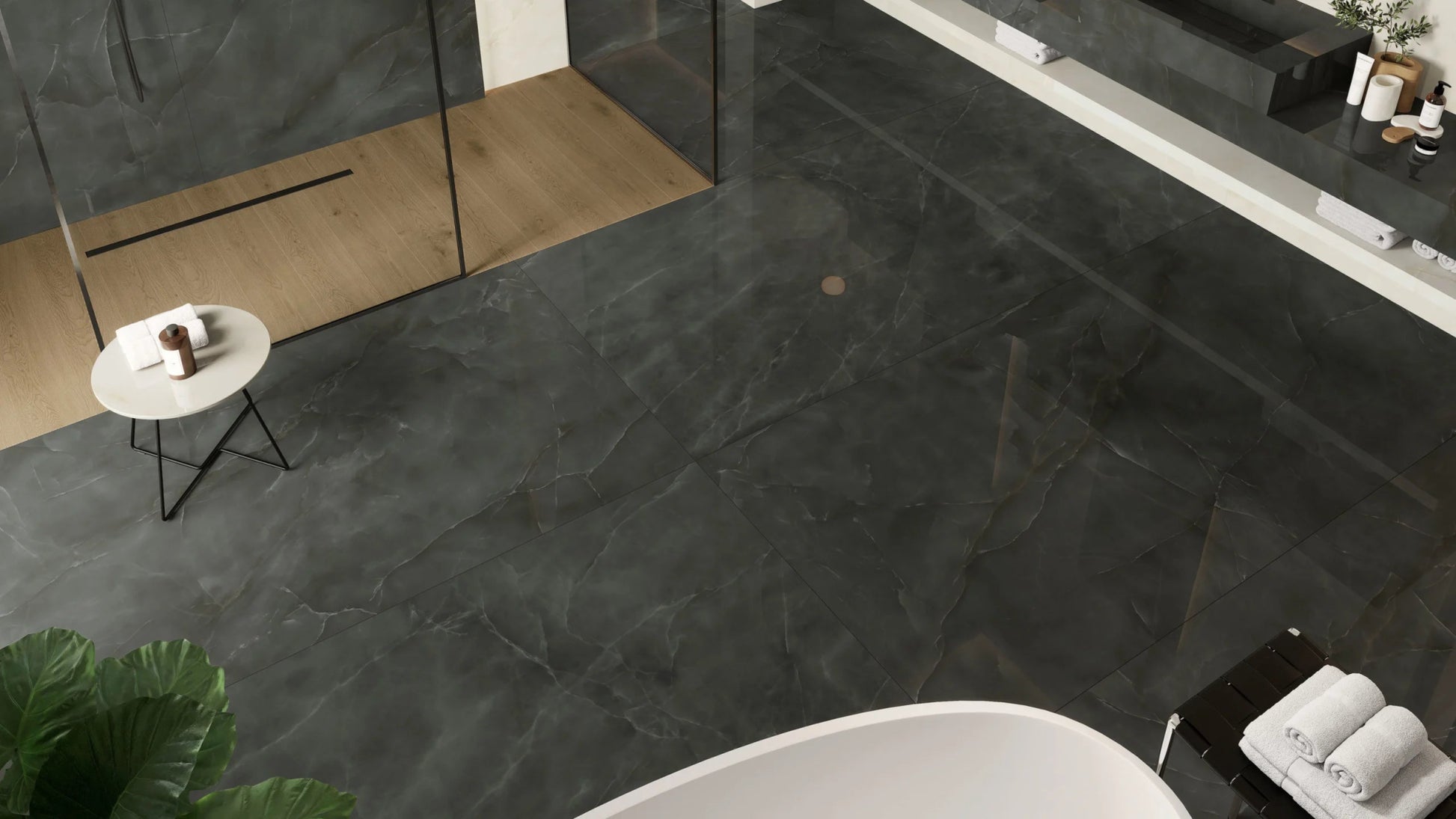 Atlas Concorde Marvel Onyx AJBT vloertegel 60x120cm 9mm glans ret.noir lap. - Mozaiektegel.com