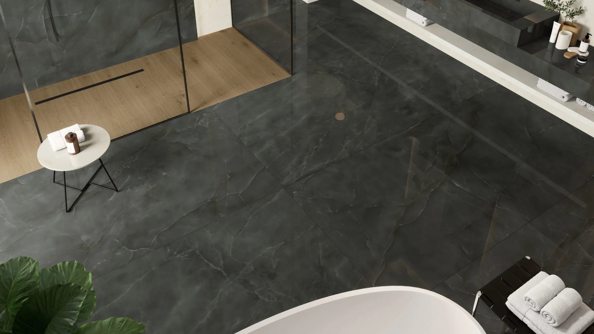 Atlas Concorde Marvel Onyx AJBT vloertegel 60x120cm 9mm glans ret.noir lap. - Mozaiektegel.com