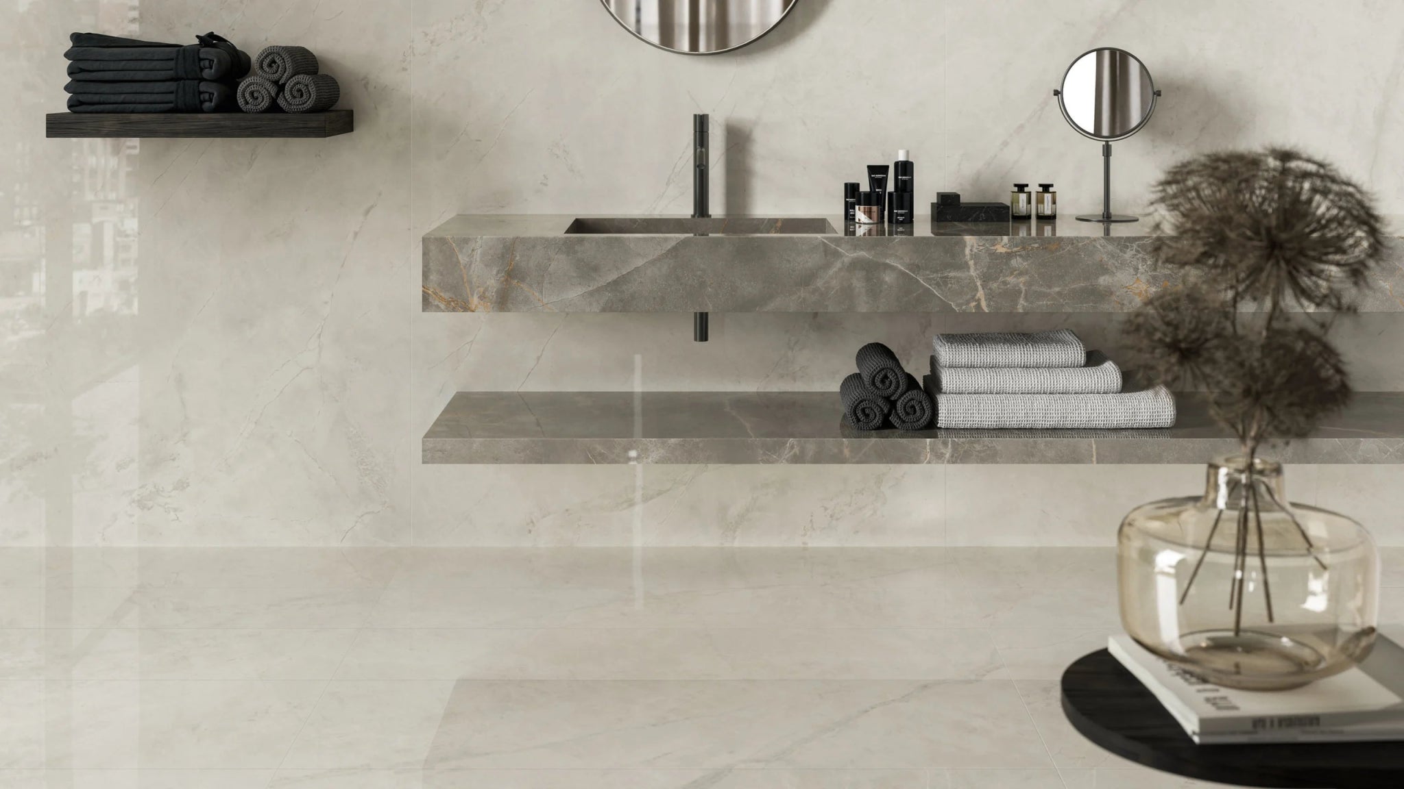 Atlas Concorde Marvel X A8Z4 vloertegel 60x120cm 9mm glans rect. calac. perla - Mozaiektegel.com