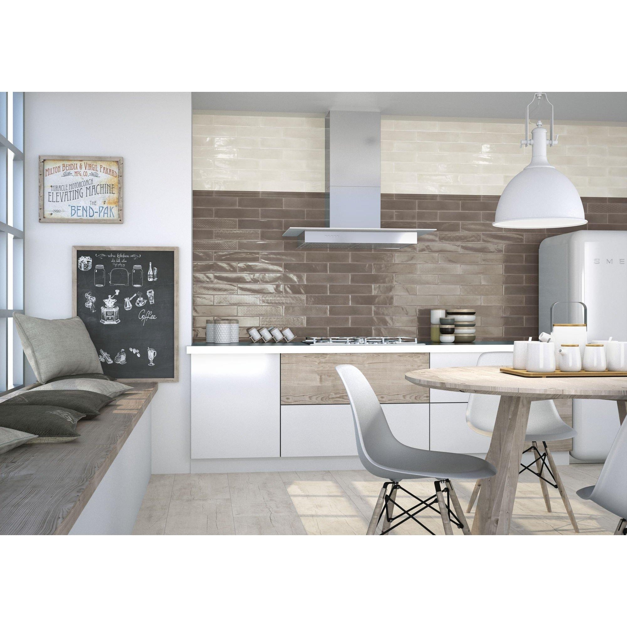 Cerev 21 PC89 Wandtegel 097X297 Moka 7,5mm Glans - Mozaiektegel.com