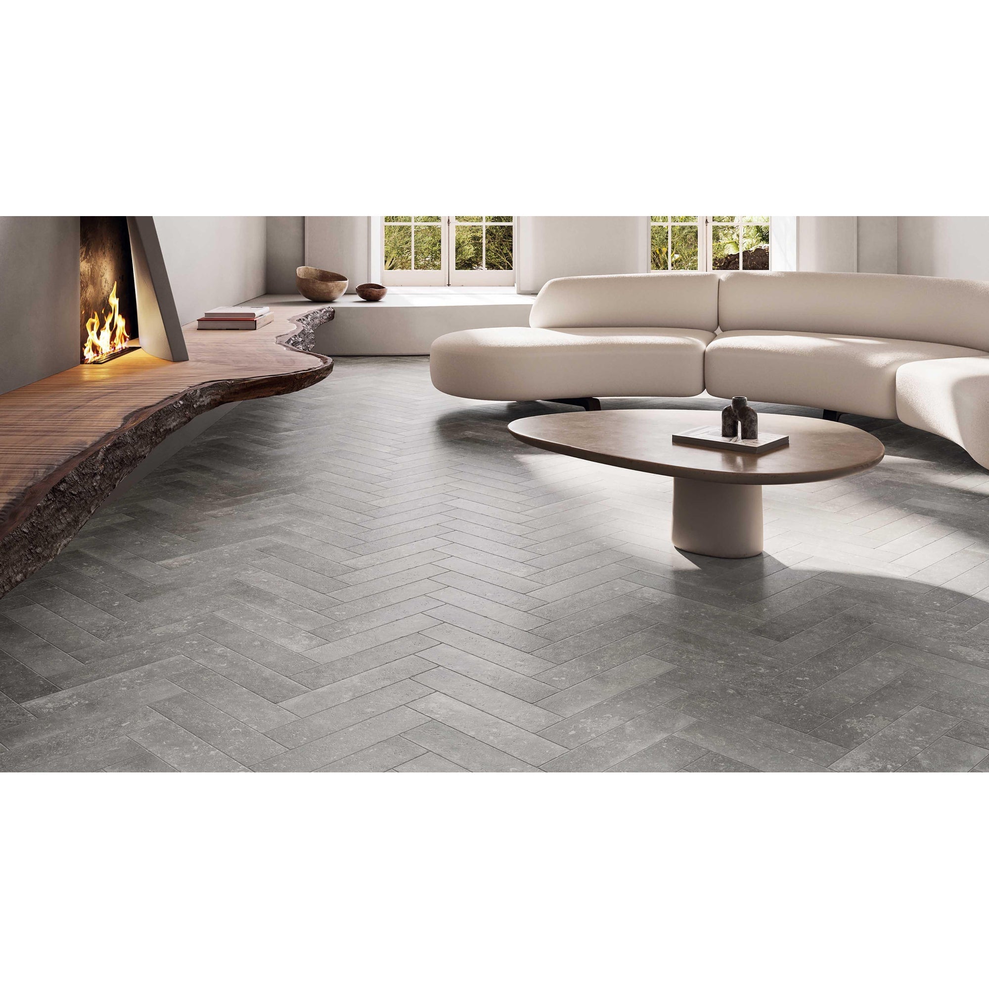 Cir Di Pietra Ardennes 1076932 Vloertegel 100X400 Grigio 10mm Mat Ret.R10 - Mozaiektegel.com