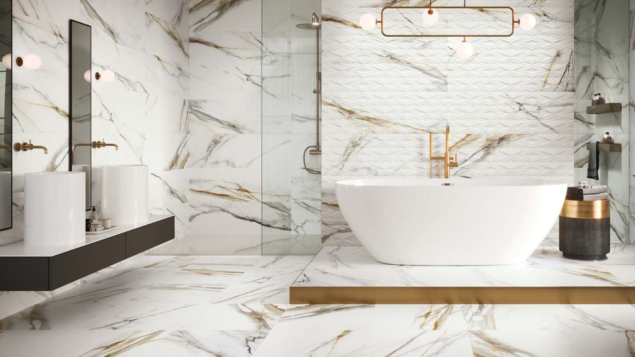 Colorker Calacatta Gold 223583 Wandtegel 316X1000 White 9,7mm Glans Ret. - Mozaiektegel.com