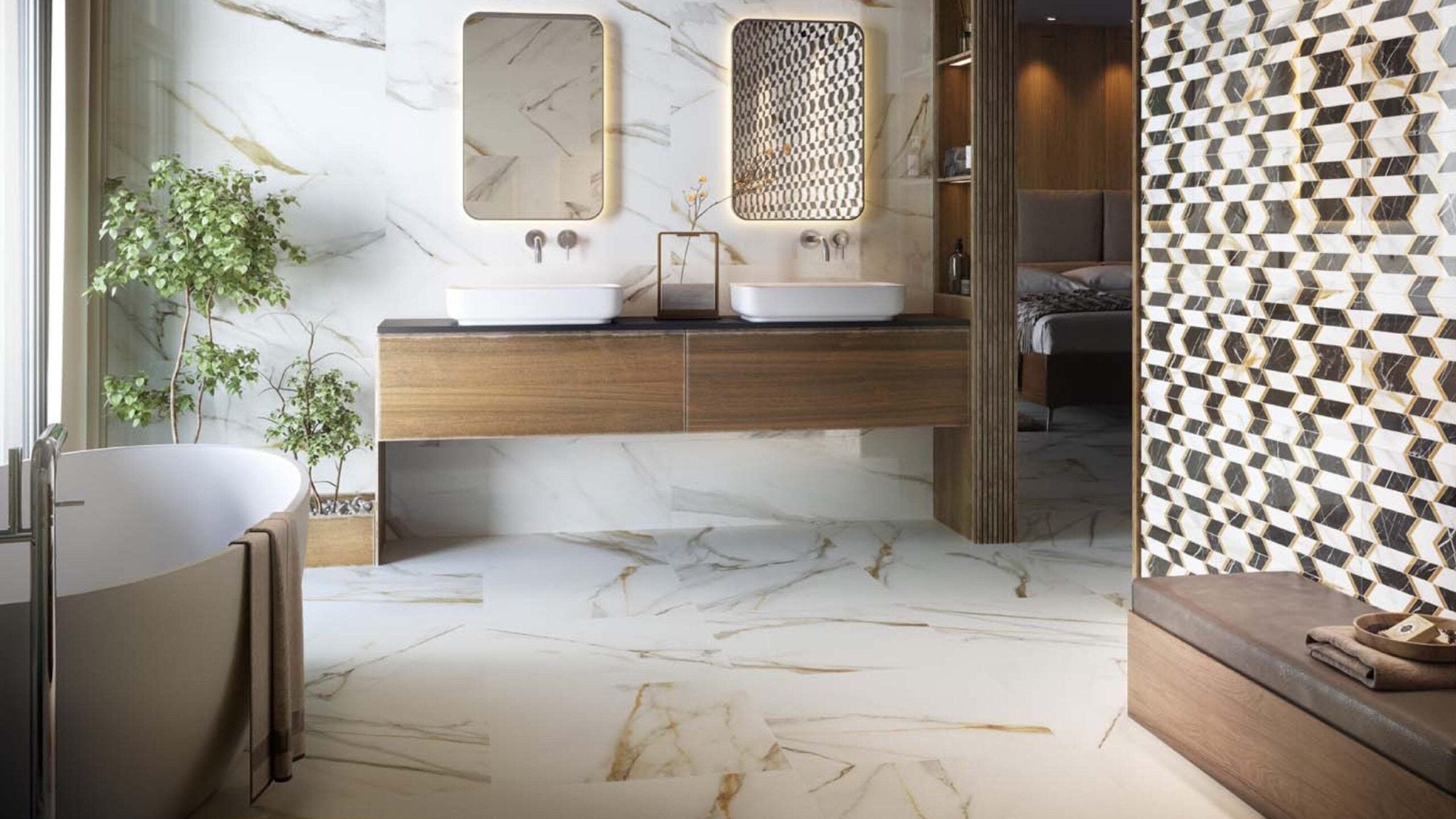 Colorker Calacatta Gold 223583 Wandtegel 316X1000 White 9,7mm Glans Ret. - Mozaiektegel.com