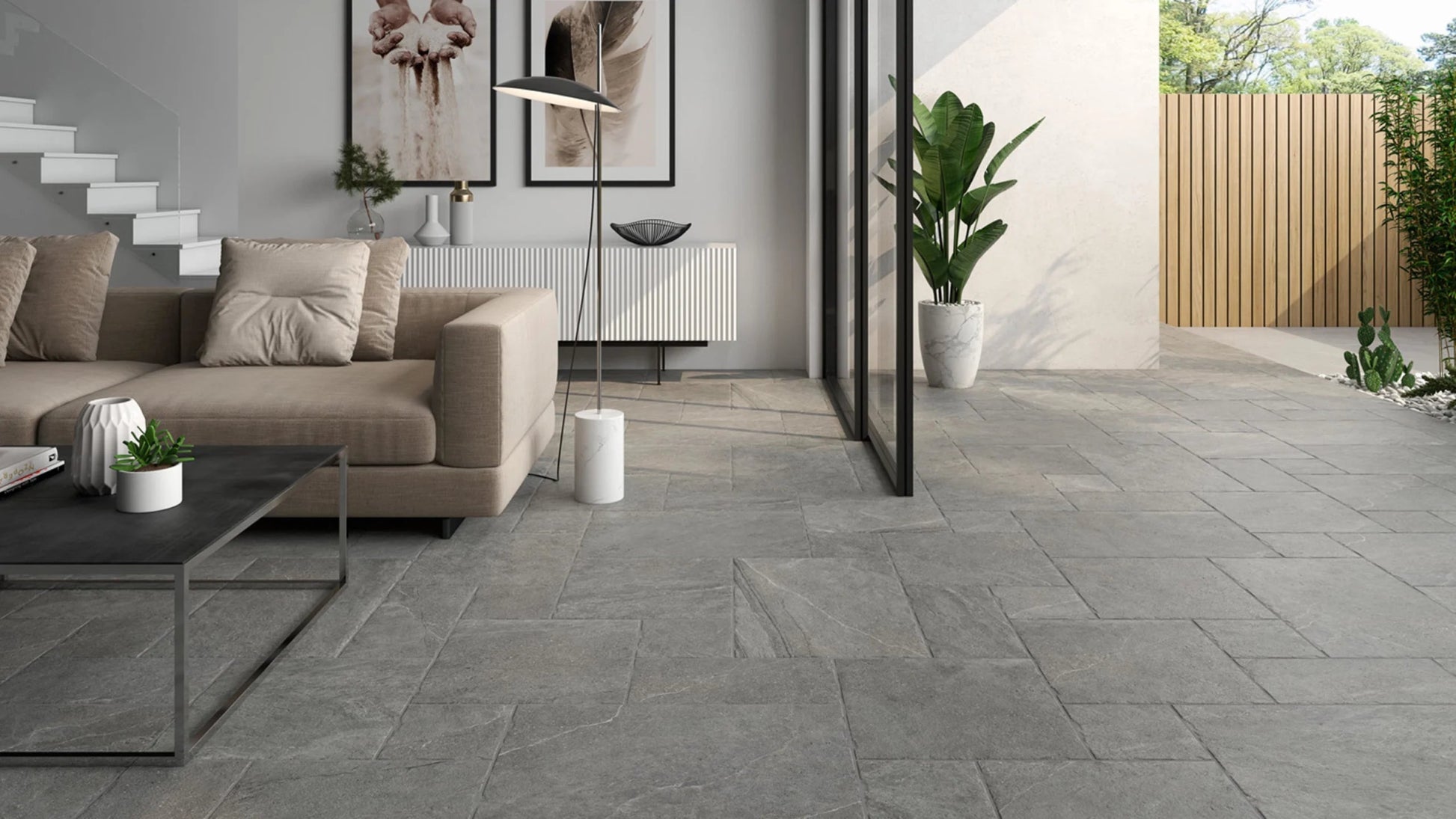 Colorker Giant 223747 Vloertegel Mix Grey 10mm Mat R10 4 Formaten - Mozaiektegel.com