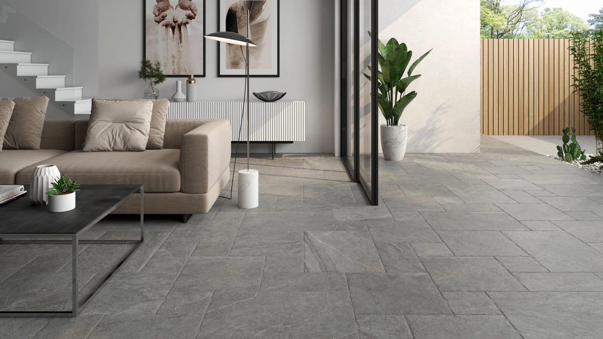 Colorker Giant 223747 Vloertegel Mix Grey 10mm Mat R10 4 Formaten - Mozaiektegel.com