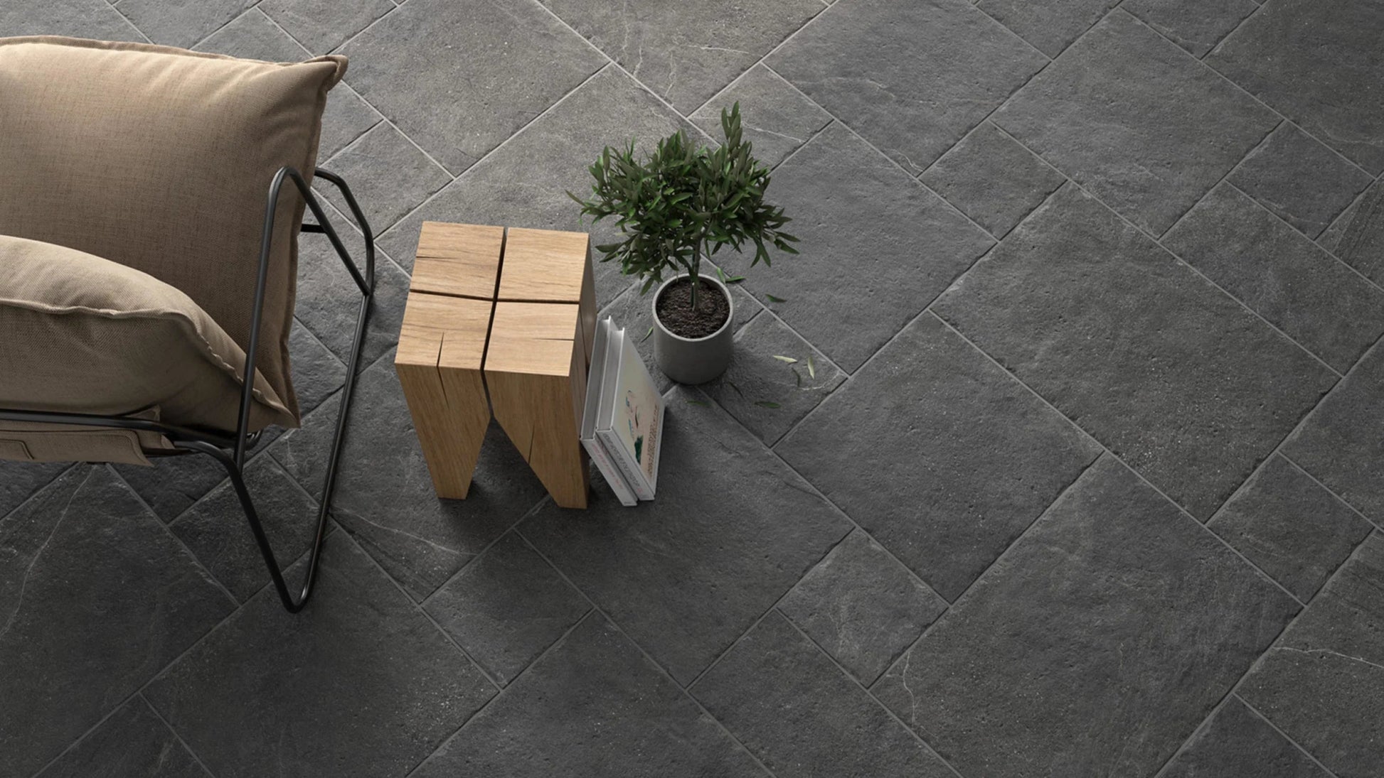 Colorker Giant 223763 Vloertegel Mix Dark 10mm Mat R10 4 Formaten - Mozaiektegel.com