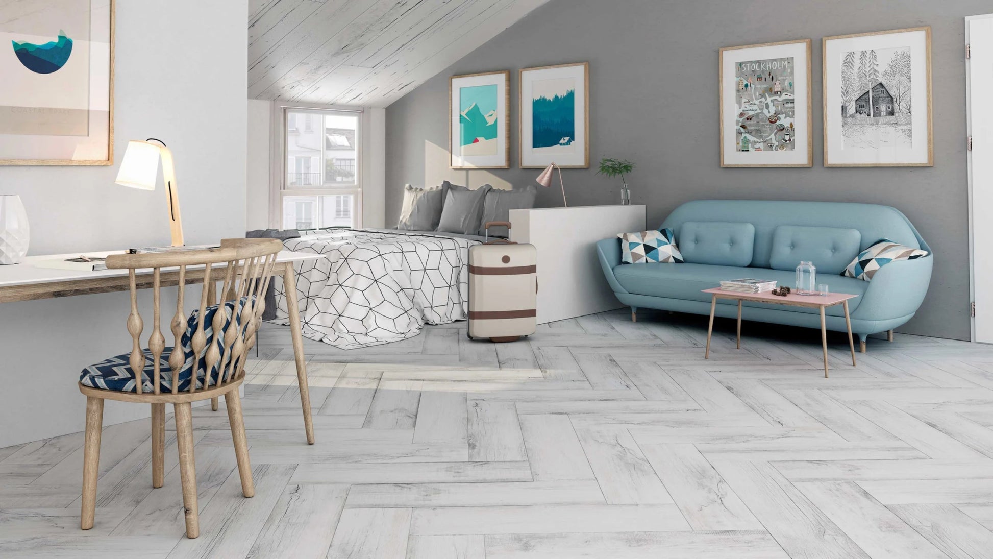 Colorker Norden 217784 Vloertegel 218X840 White 9.3mm Mat R10 - Mozaiektegel.com