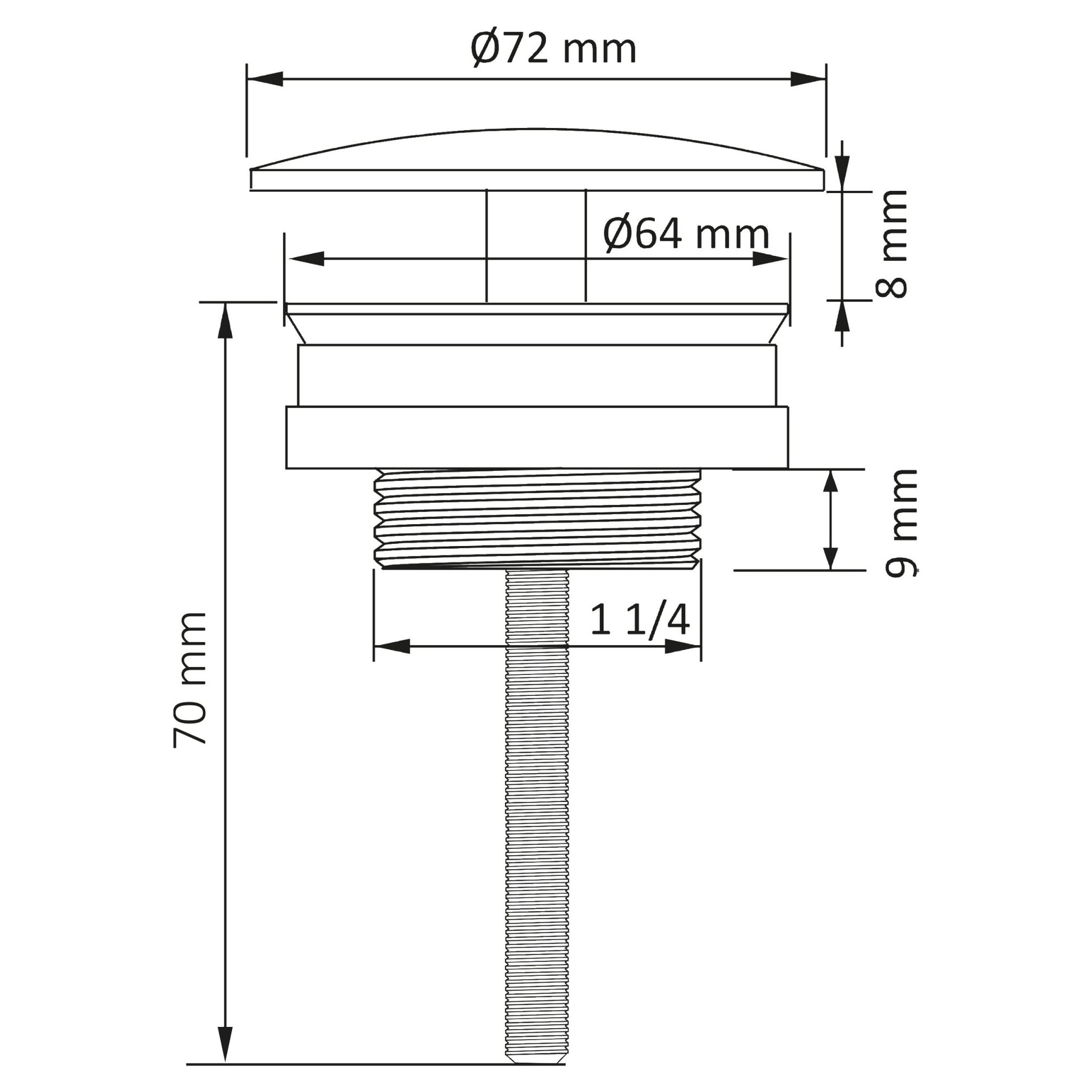 Differnz afvoerplug always open | chroom | 64mm - Mozaiektegel.com