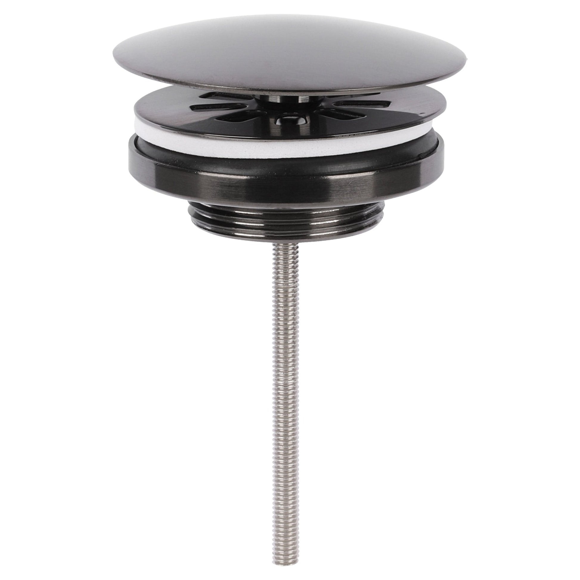 Differnz afvoerplug always open | gun metal | 72mm - Mozaiektegel.com