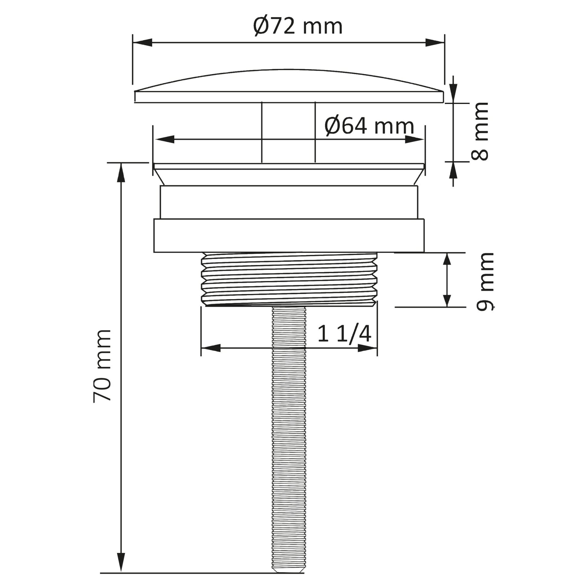 Differnz afvoerplug always open | mat chroom | 64mm - Mozaiektegel.com