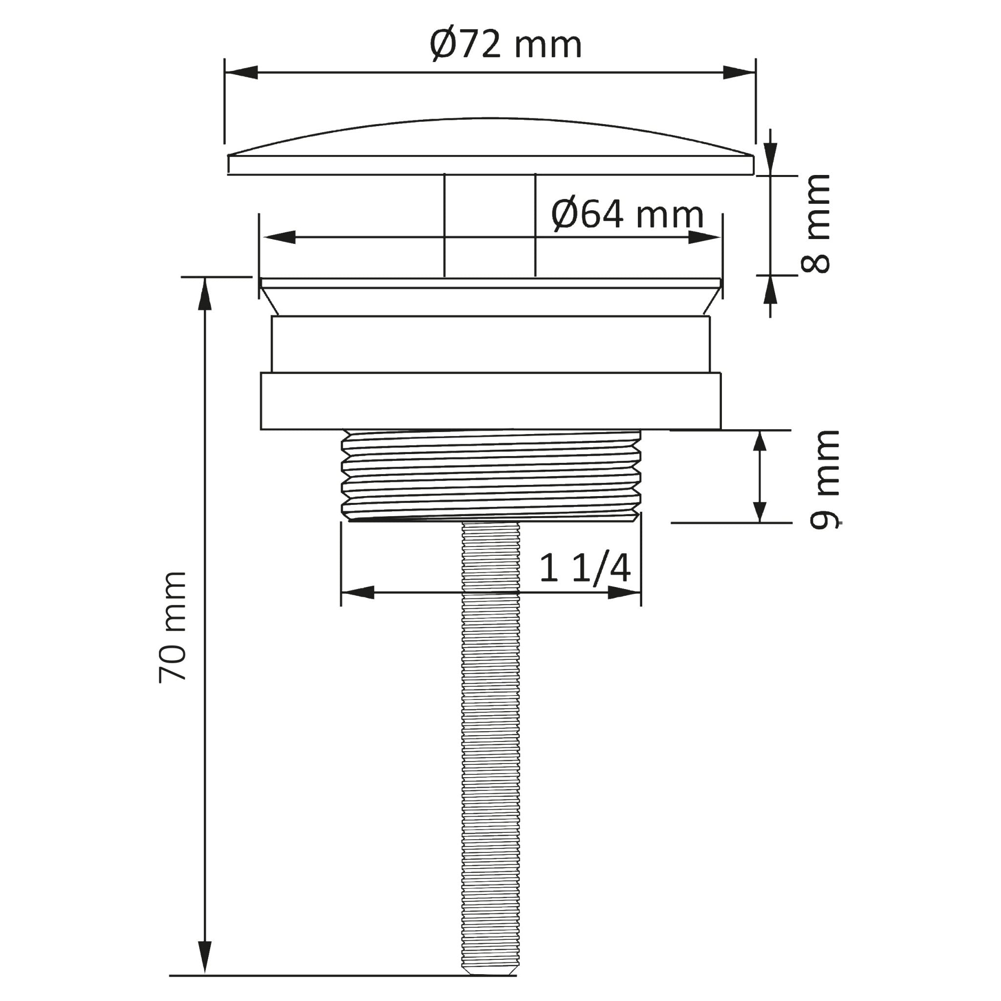 Differnz afvoerplug always open | mat goud | 72mm - Mozaiektegel.com