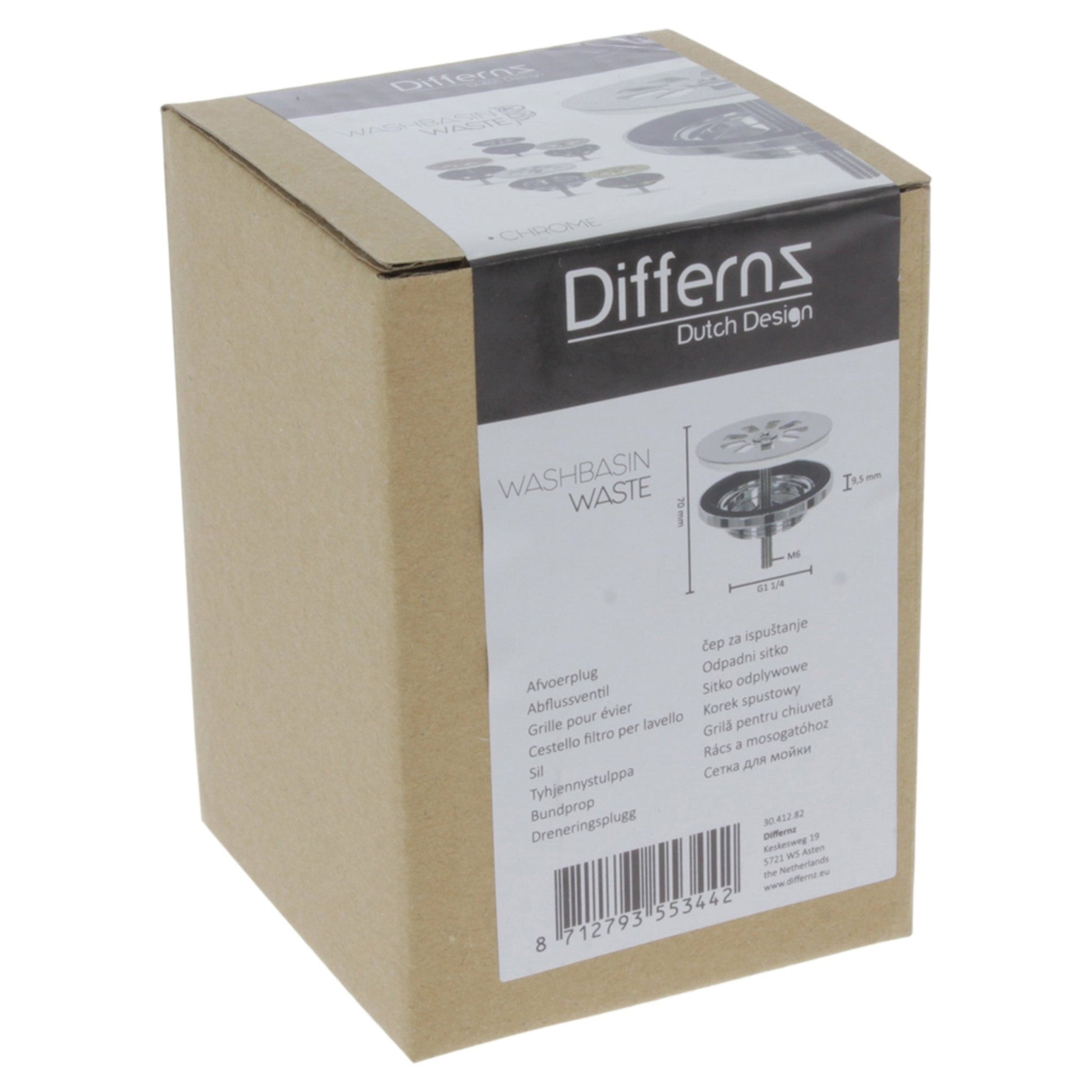 Differnz afvoerplug | chroom | 64mm - Mozaiektegel.com