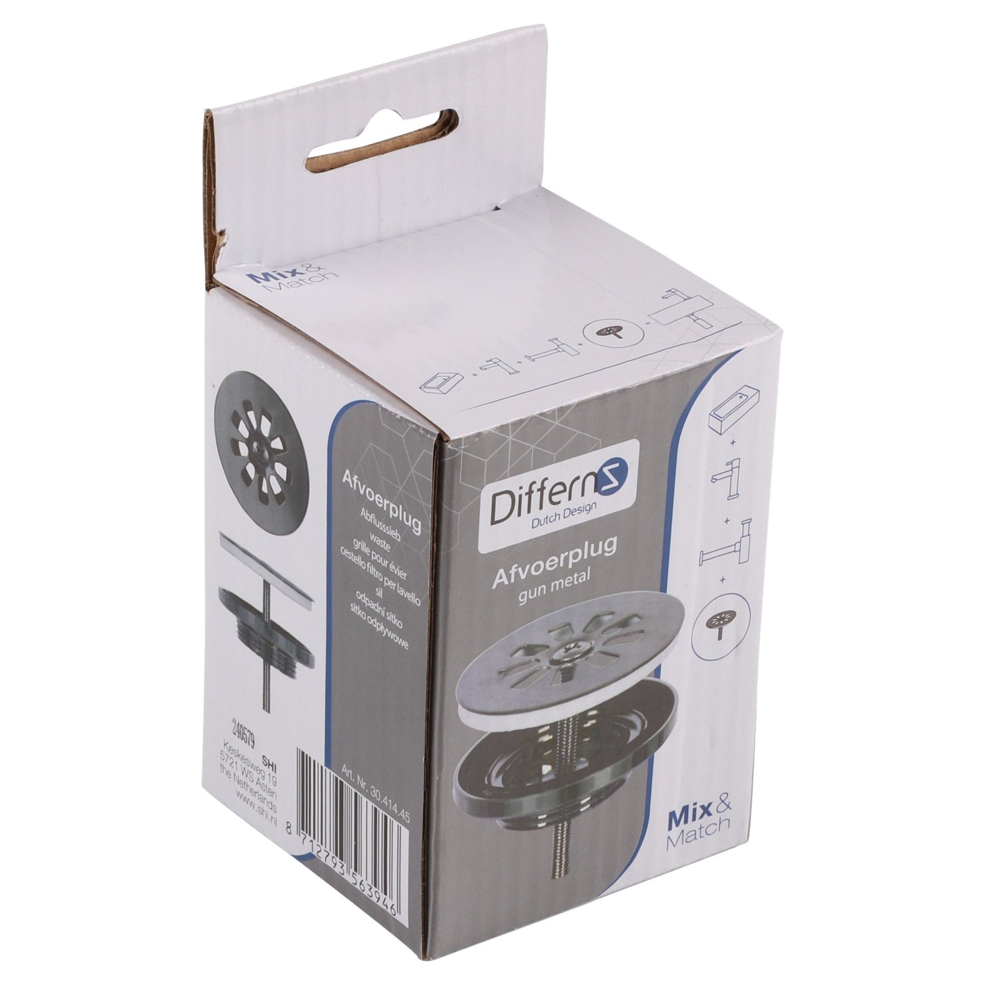 Differnz afvoerplug | gun metal | 64mm - Mozaiektegel.com