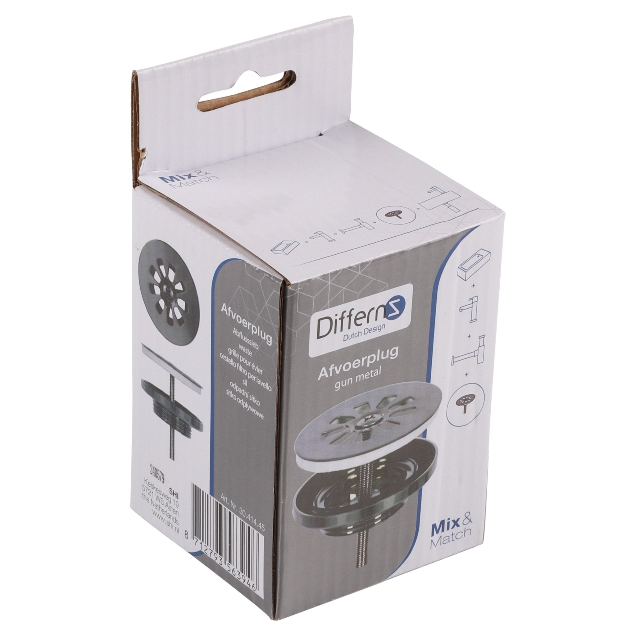 Differnz afvoerplug | gun metal | 64mm - Mozaiektegel.com