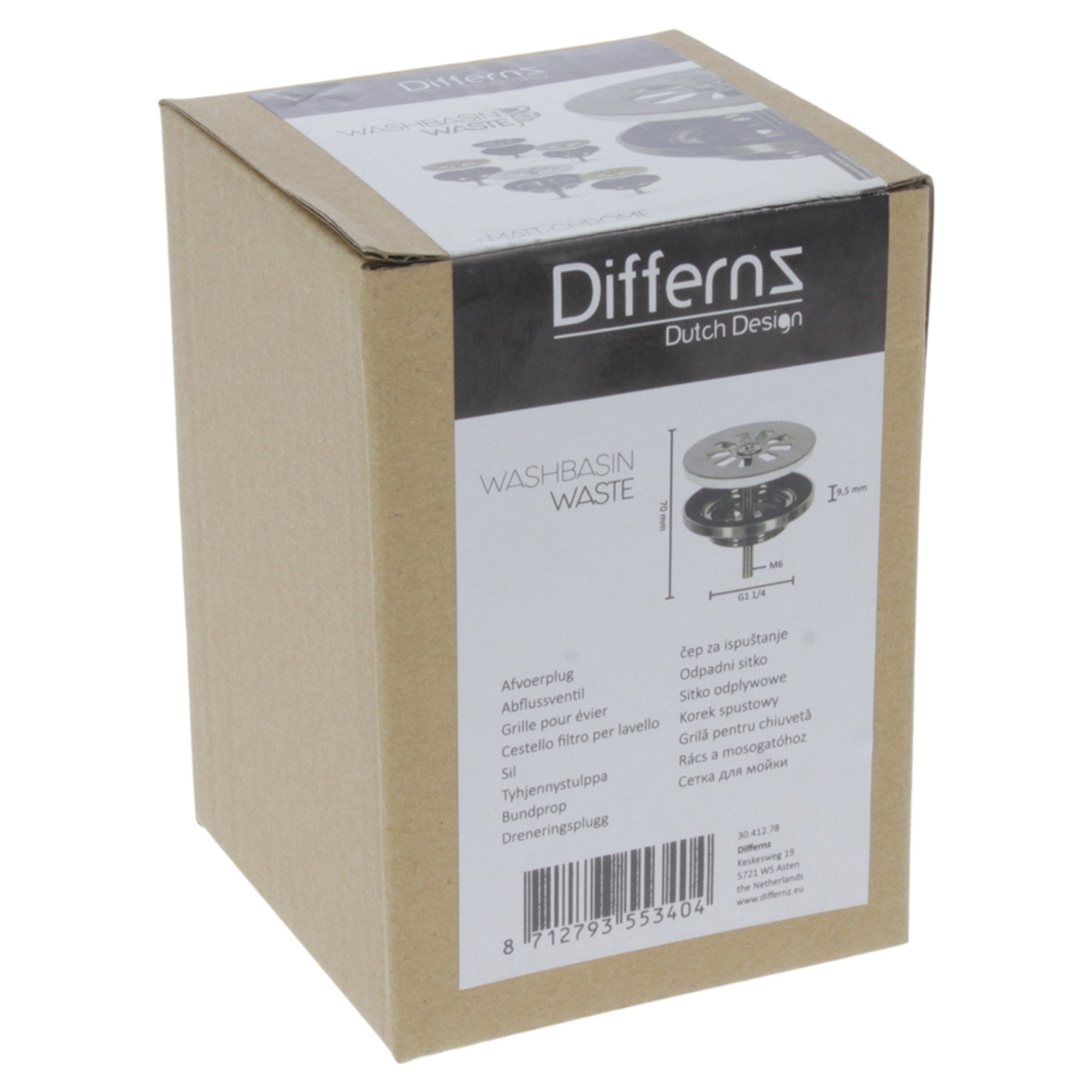 Differnz afvoerplug | mat chroom | 64mm - Mozaiektegel.com