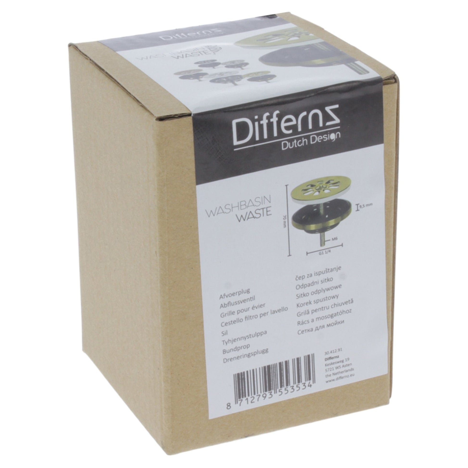 Differnz afvoerplug | mat goud | 64mm - Mozaiektegel.com