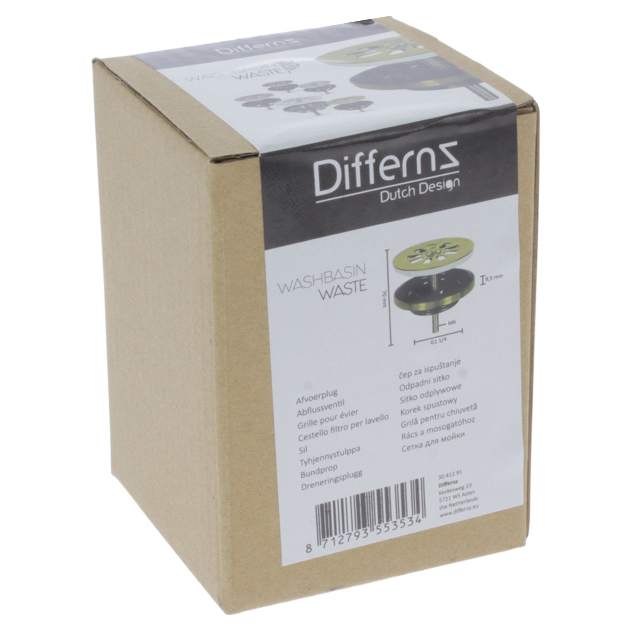 Differnz afvoerplug | mat goud | 64mm - Mozaiektegel.com