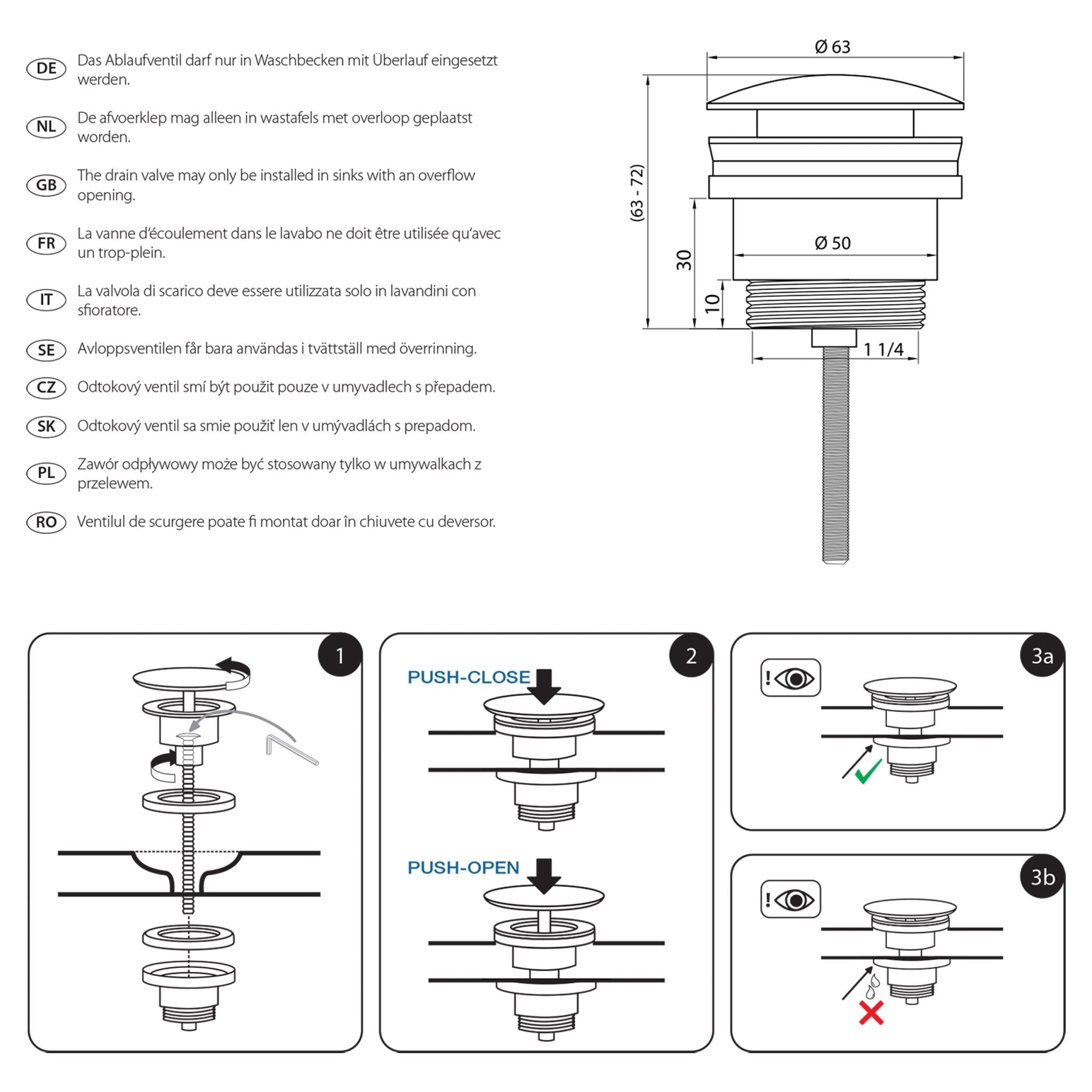 Differnz afvoerplug pop up | mat chroom | 63mm - Mozaiektegel.com