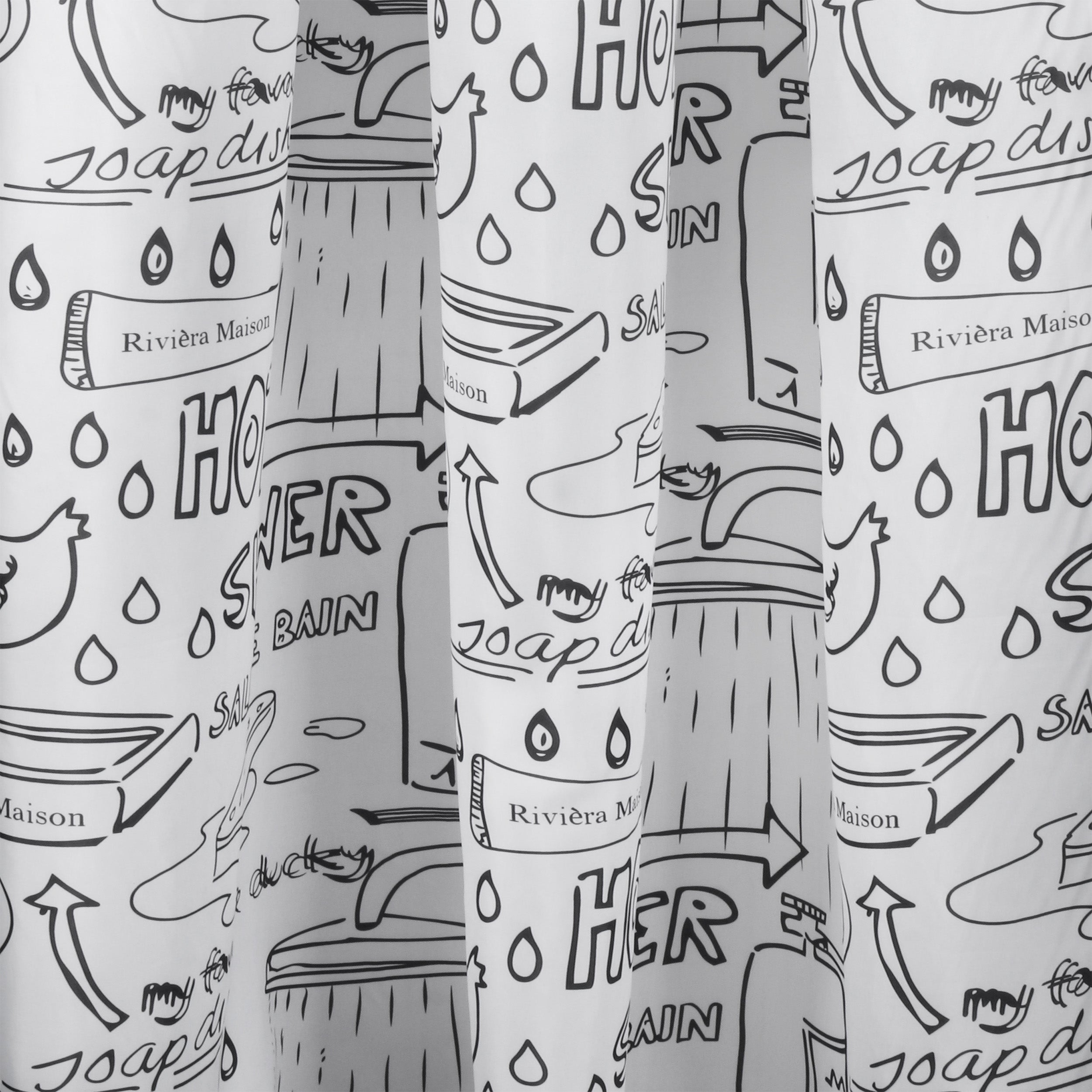 Differnz Bath douchegordijn 100% polyester - verzwaarde onderzoom - 180 x 200 cm - zwart - Mozaiektegel.com