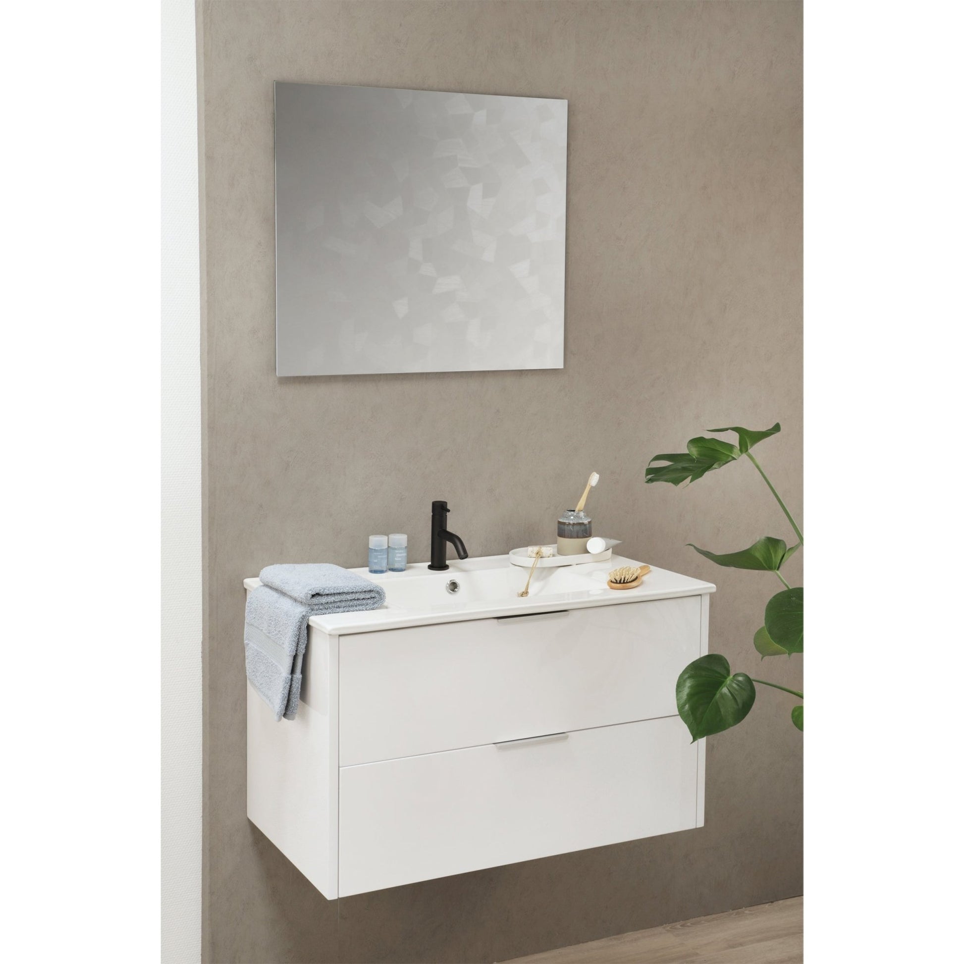 Differnz Bolo badmeubelset knock - down, FSC® | hoogglans wit | 80 cm - Mozaiektegel.com