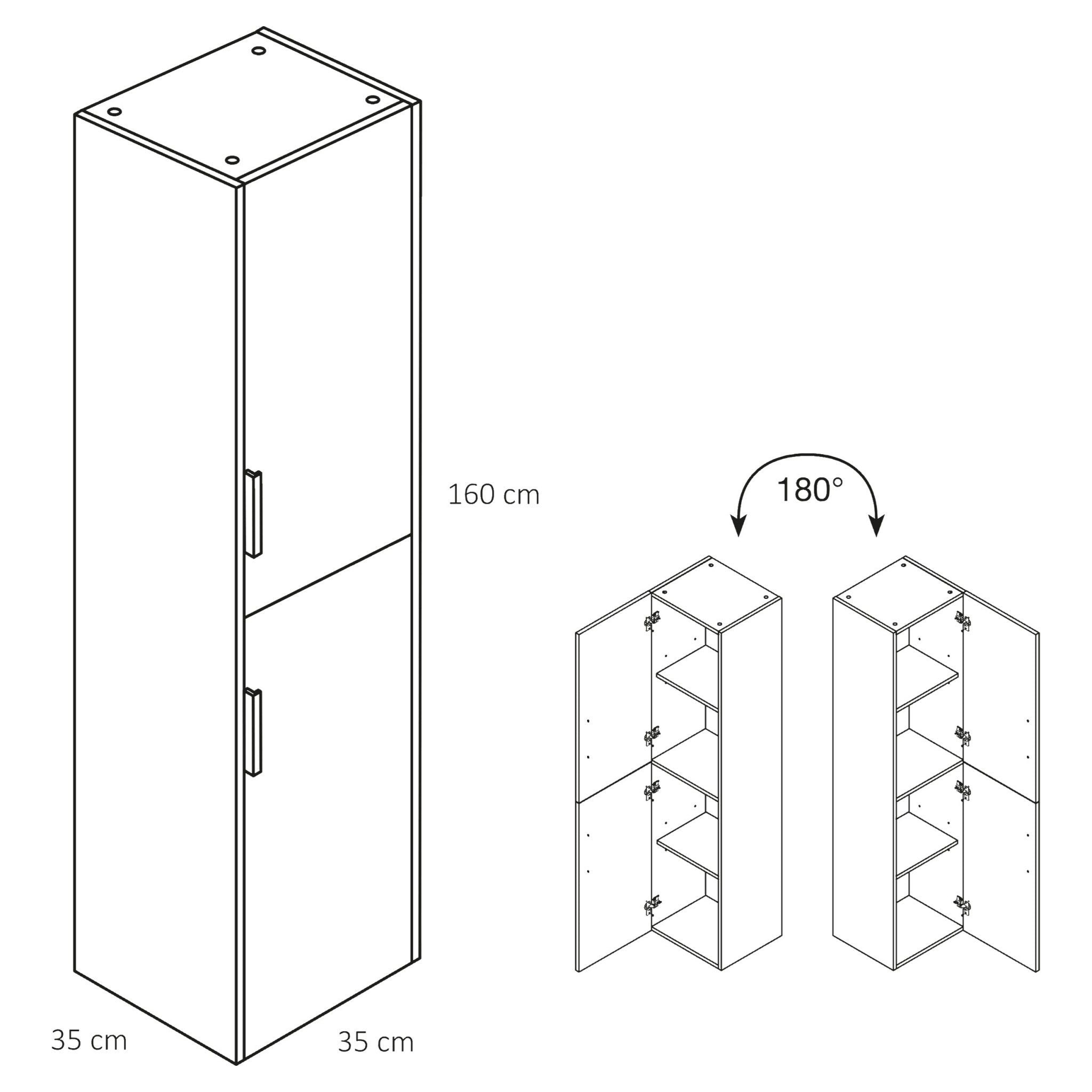 Differnz Bolo hoge kast knock - down links/rechts FSC® | groen | 160 x 35 x 35 cm - Mozaiektegel.com