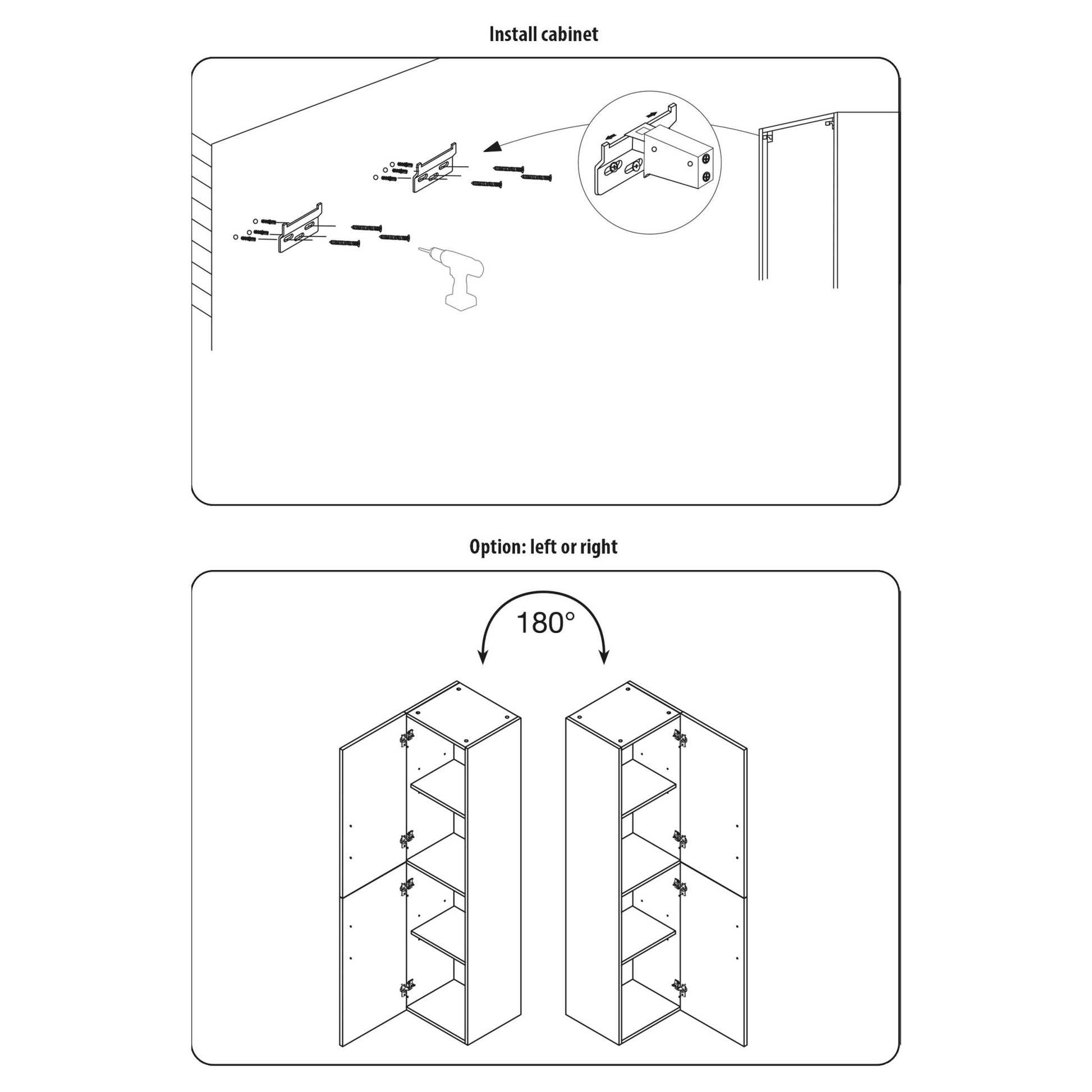Differnz Bolo hoge kast knock - down - links/rechts - FSC® | hoogglans wit | 160 x 35 x 35 cm - Mozaiektegel.com