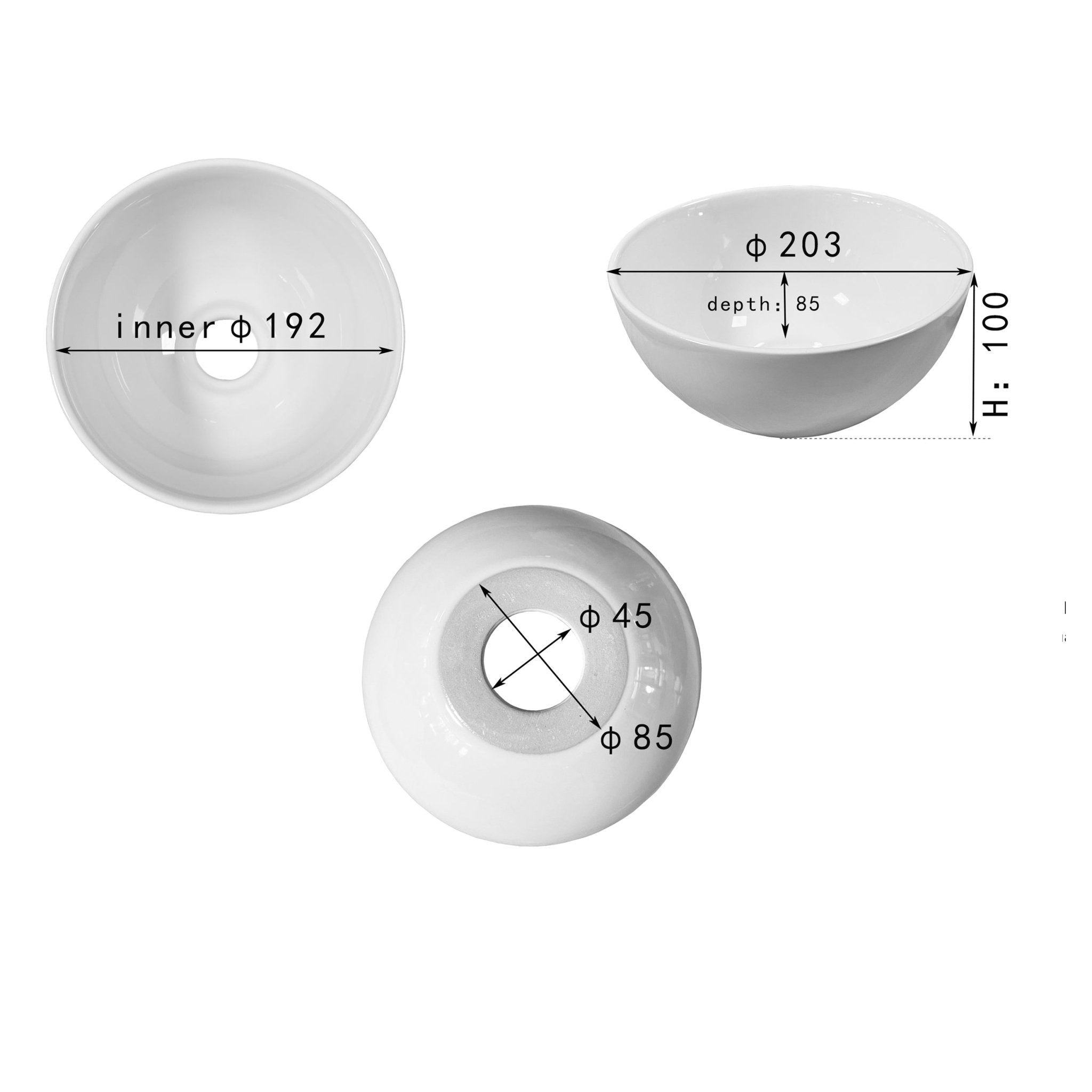 Differnz Boomer waskom keramiek | wit | Ø 20 x 10 cm - Mozaiektegel.com